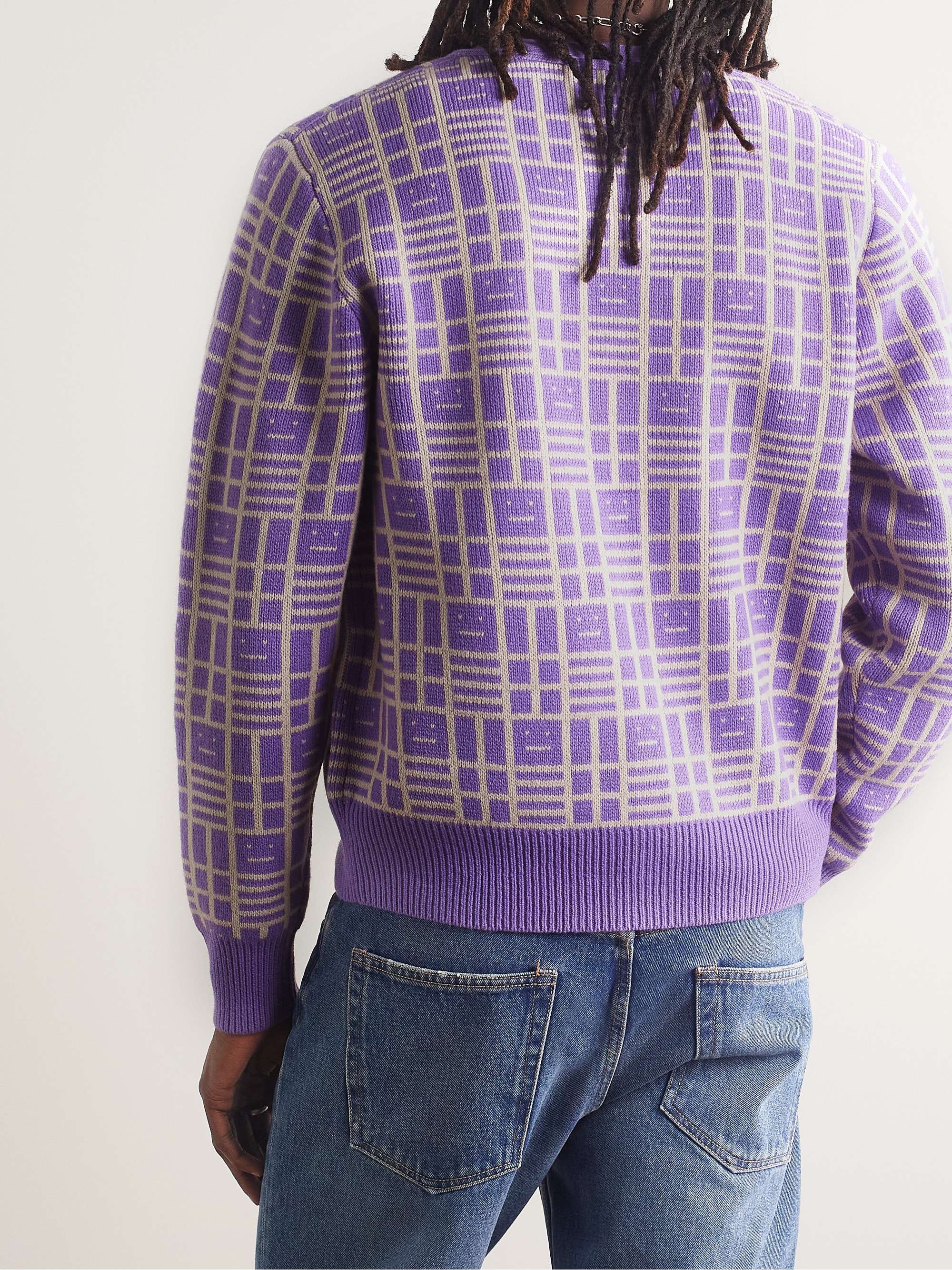 ACNE STUDIOS Kargot Logo-Jacquard Wool Cardigan