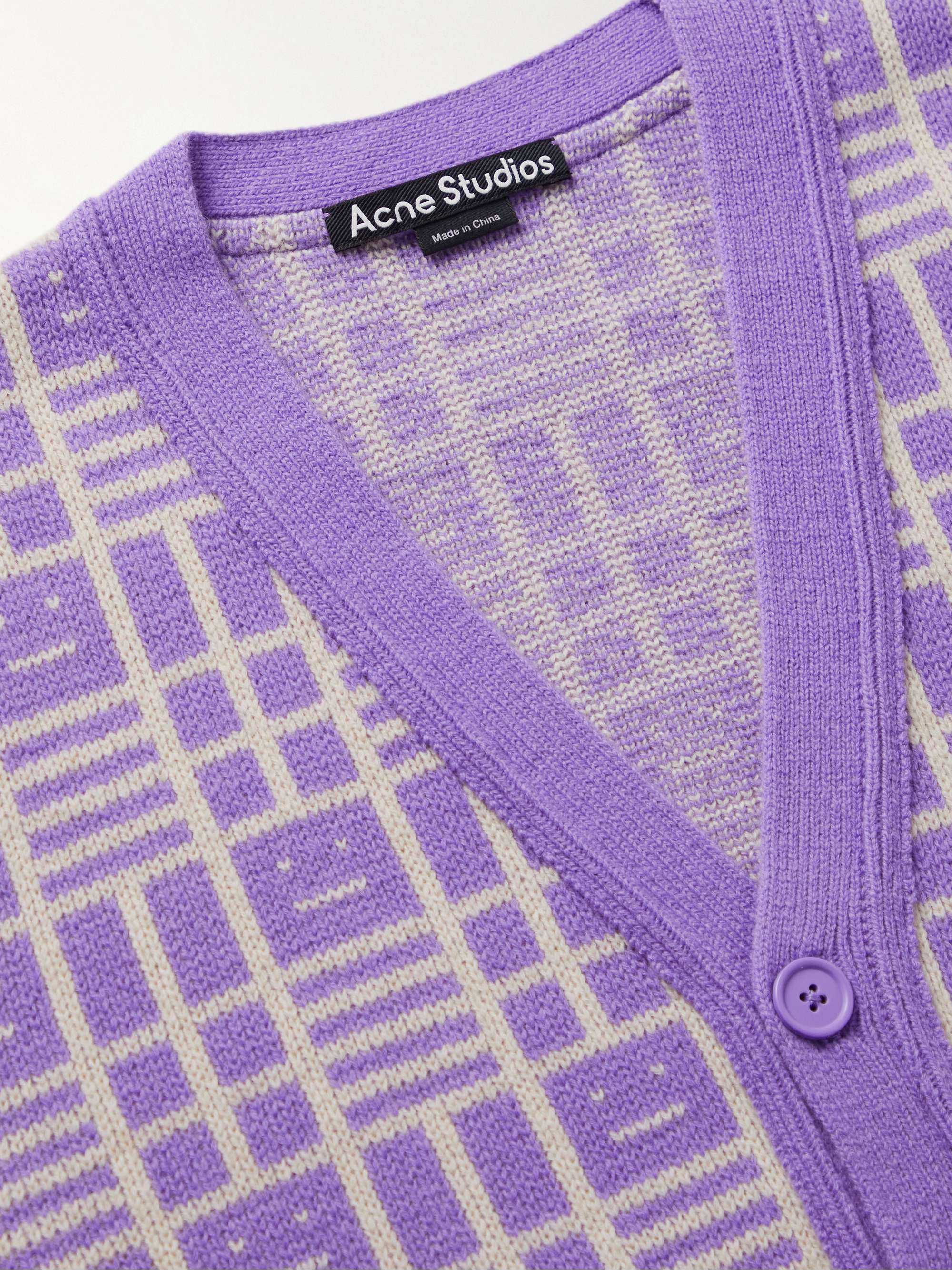 ACNE STUDIOS Kargot Logo-Jacquard Wool Cardigan