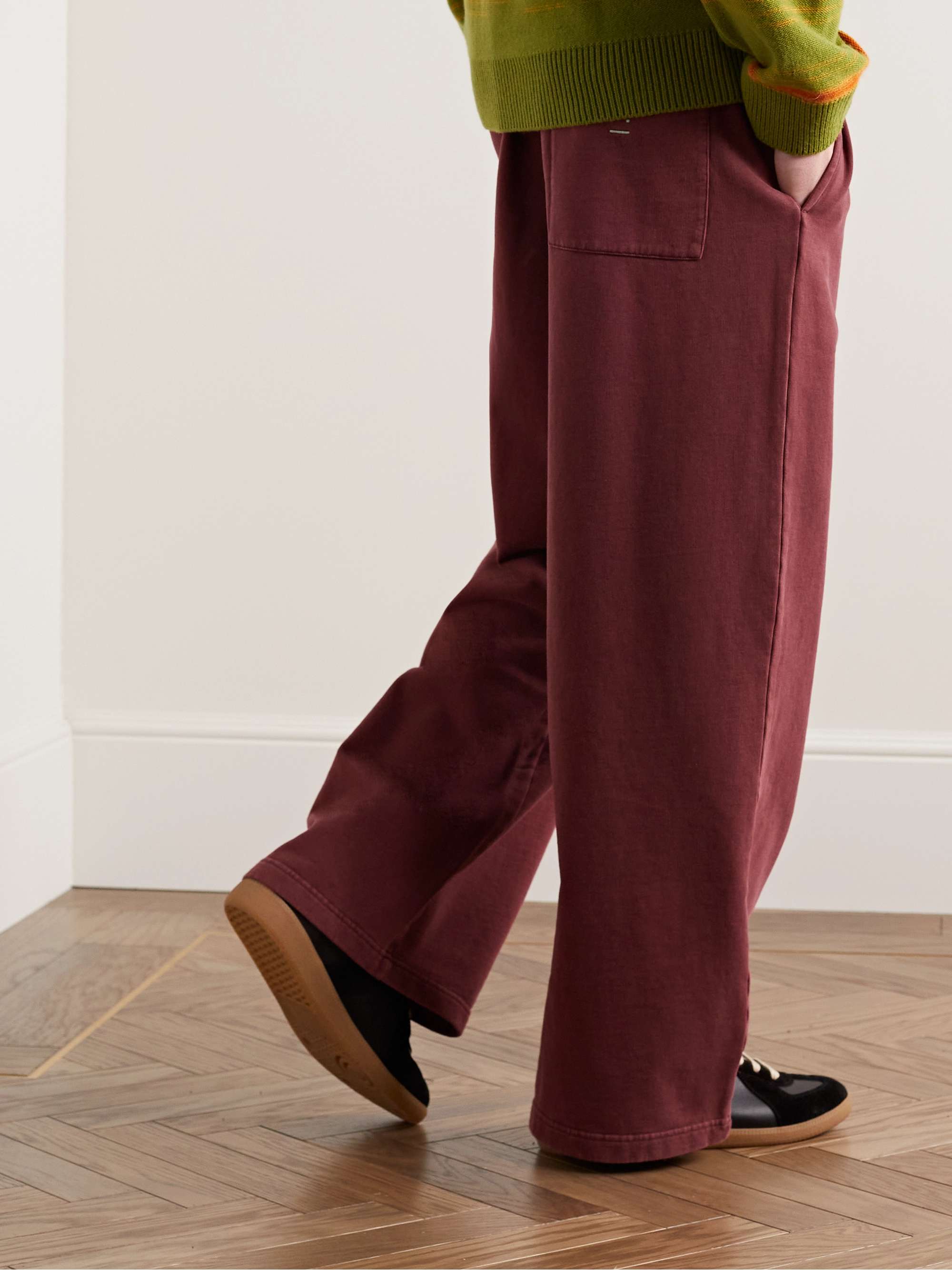 ACNE STUDIOS Fega Wide-Leg Logo-Appliquéd Cotton-Jersey Sweatpants