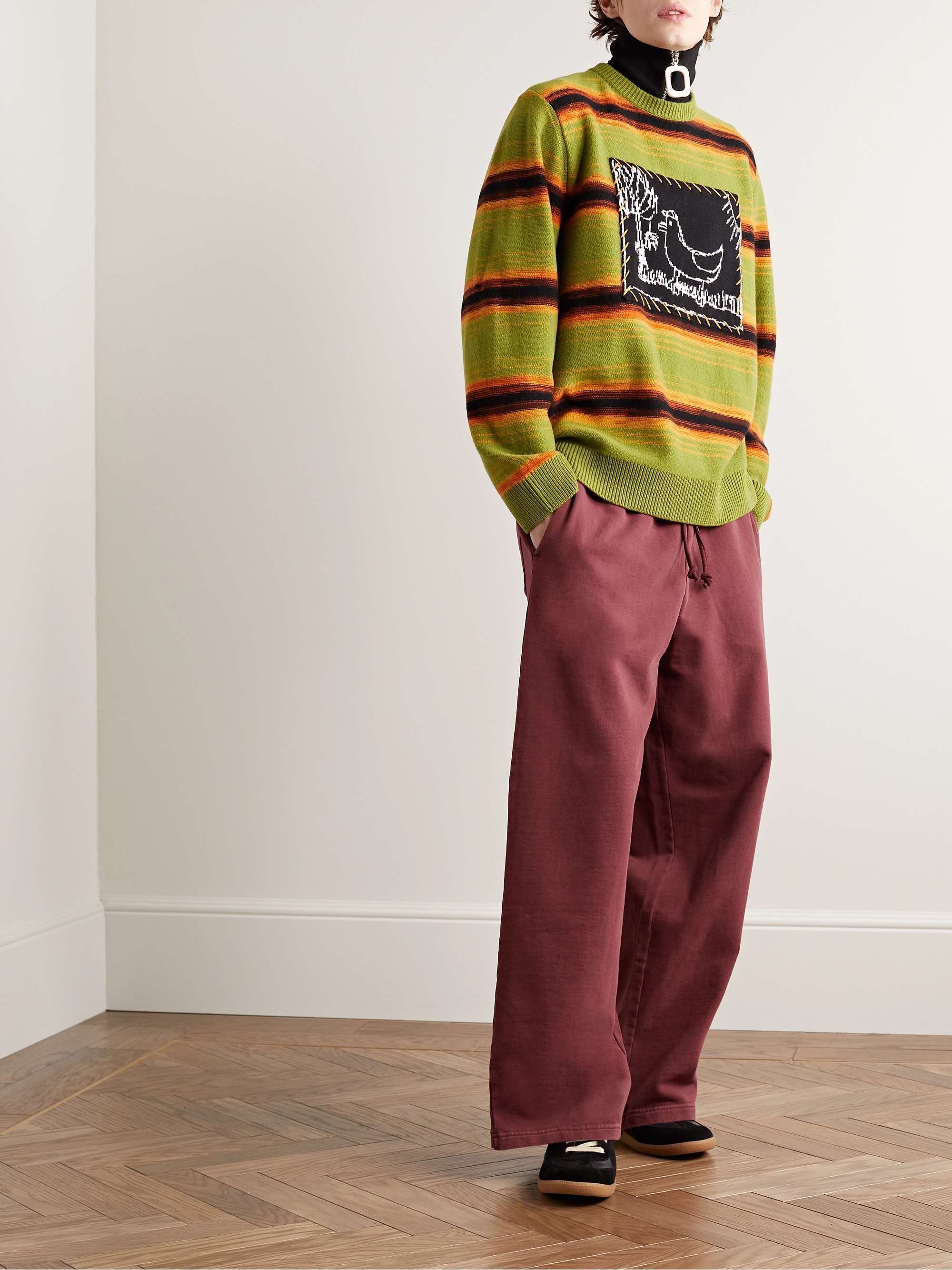 ACNE STUDIOS Fega Wide-Leg Logo-Appliquéd Cotton-Jersey Sweatpants