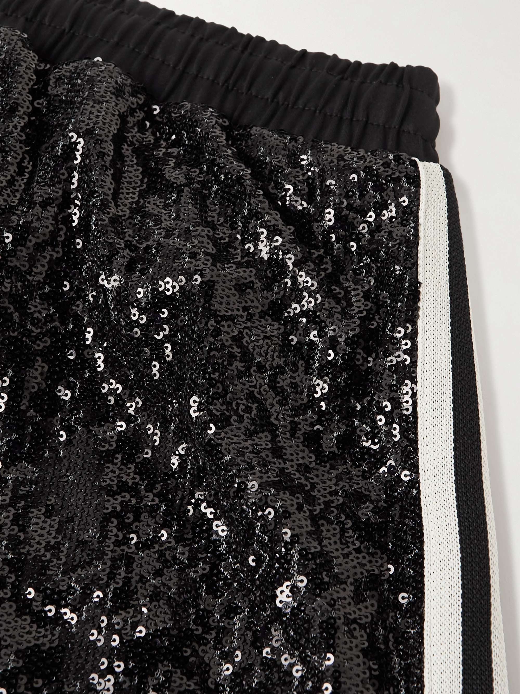 ADIDAS ORIGINALS Gerade geschnittene Shorts aus recyceltem Shell mit Pailletten und Streifen