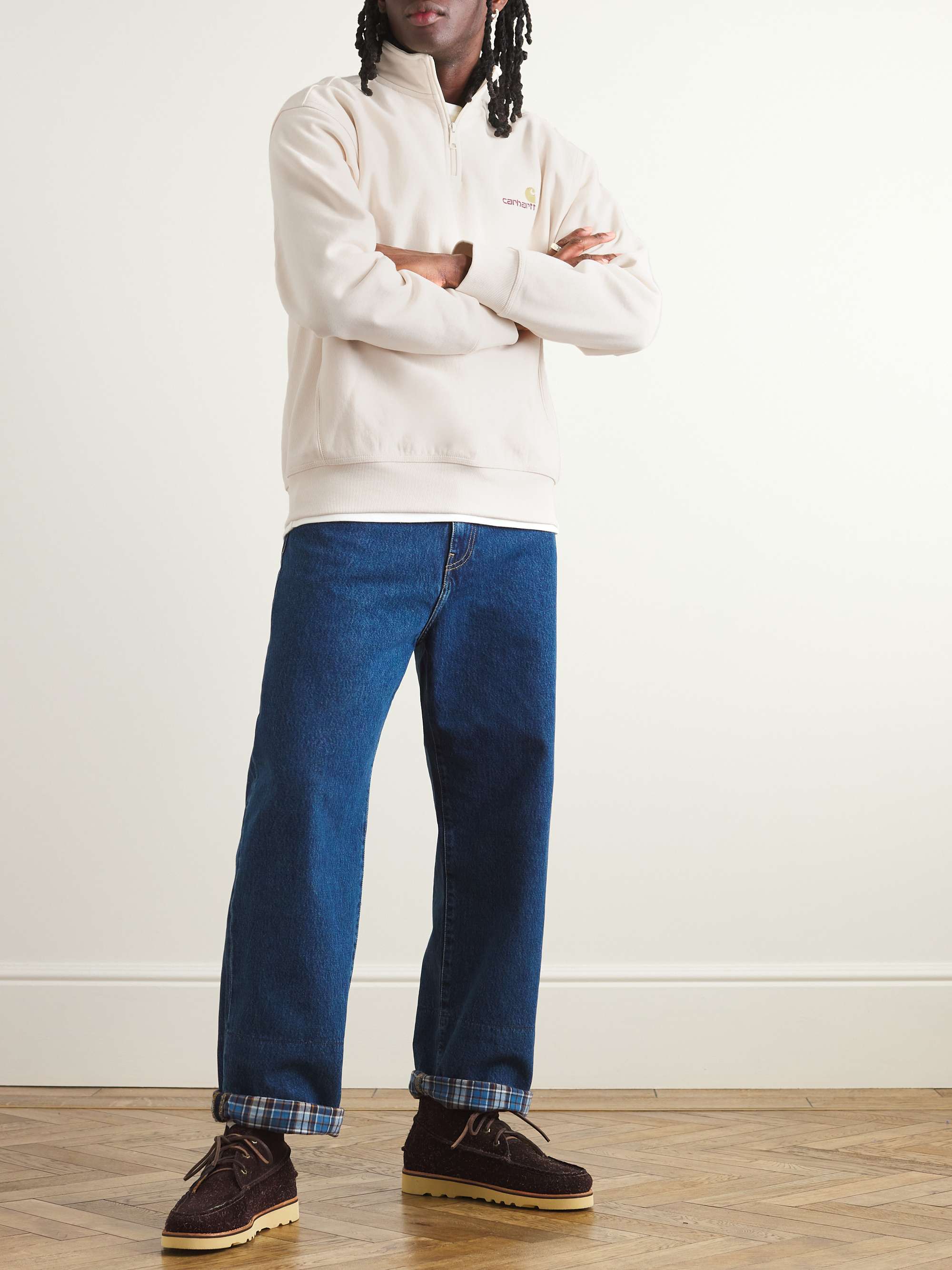 CARHARTT WIP Felpa in jersey di misto cotone con mezza zip American Script