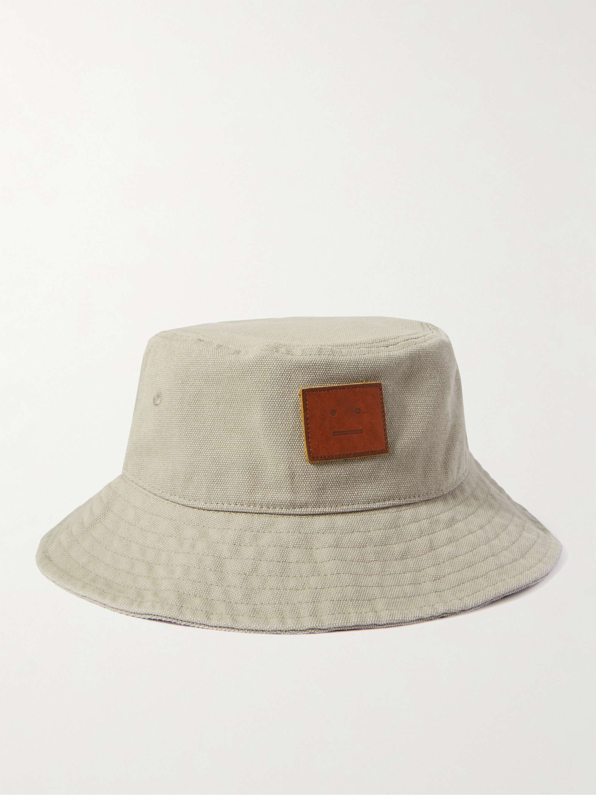 ACNE STUDIOS コットンキャンバス バケットハット ロゴアップリケ付き