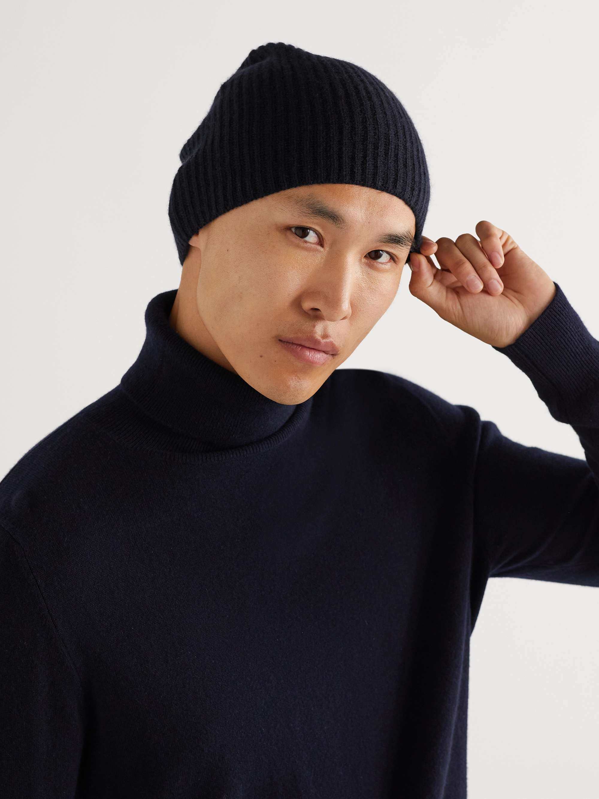 ribbed cashmere beanie