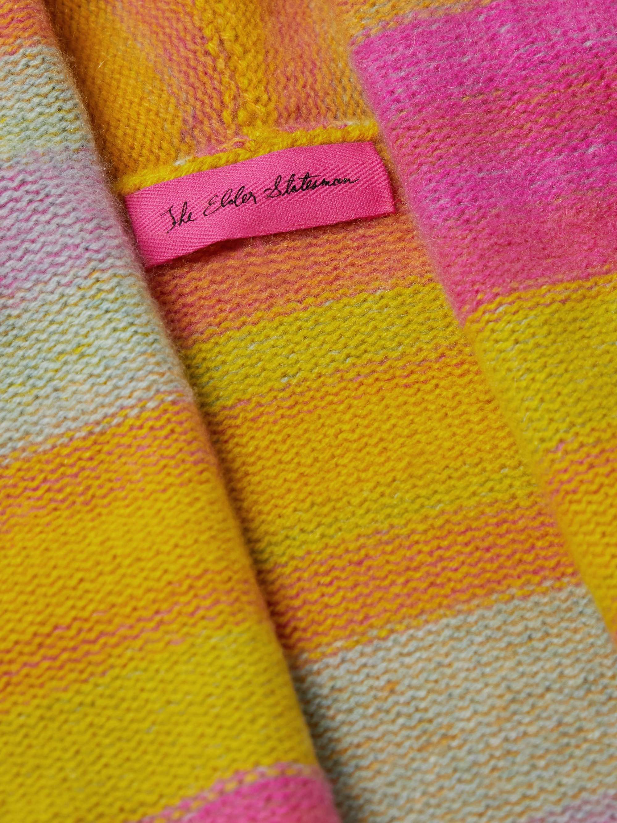 THE ELDER STATESMAN Shawl-Collar Striped Cashmere Cardigan