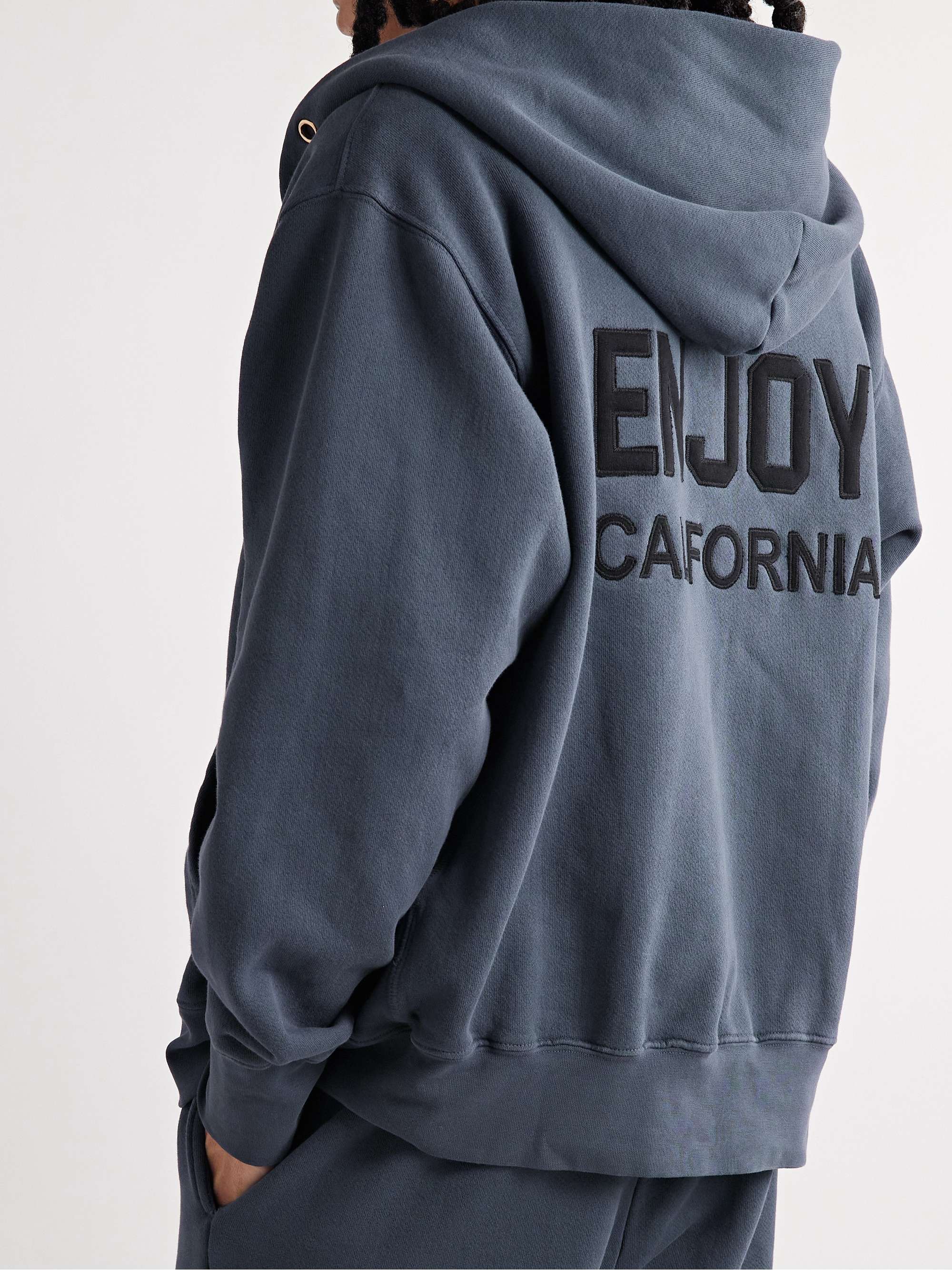 LES TIEN Embellished Cotton-Jersey Zip-Up Hoodie