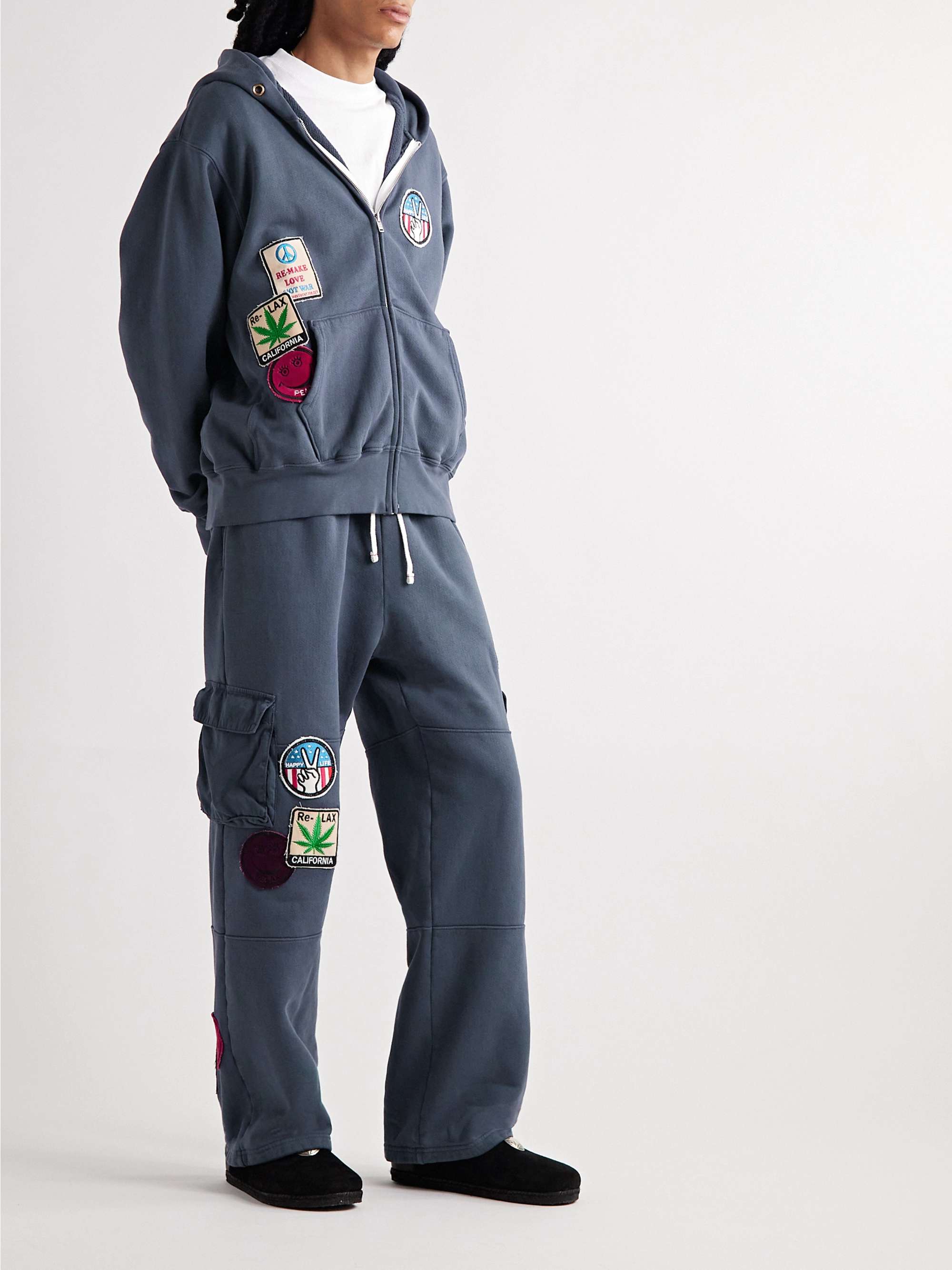 LES TIEN Embellished Cotton-Jersey Zip-Up Hoodie