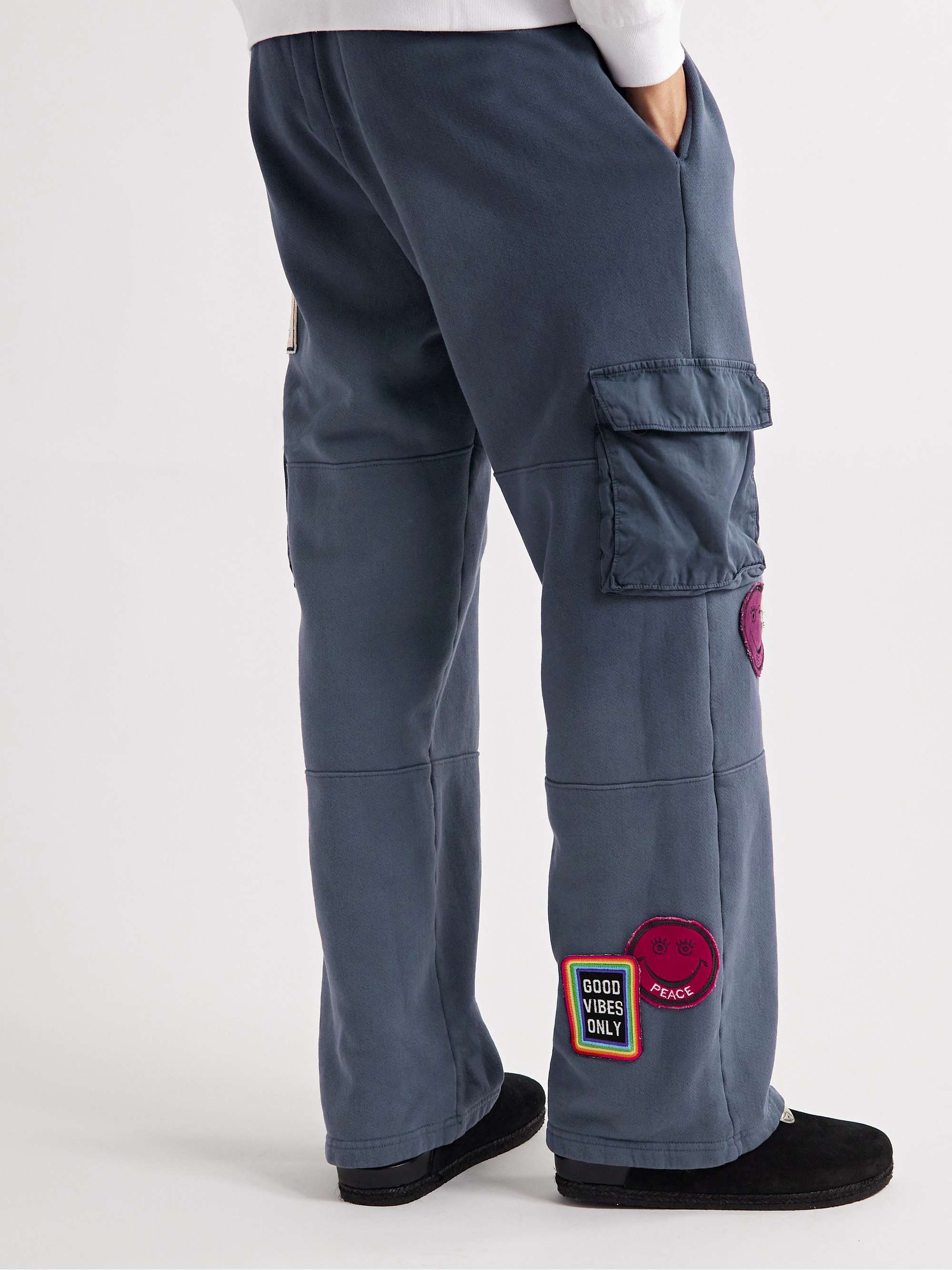 LES TIEN Yacht Straight-Leg Appliquéd Cotton-Jersey Sweatpants