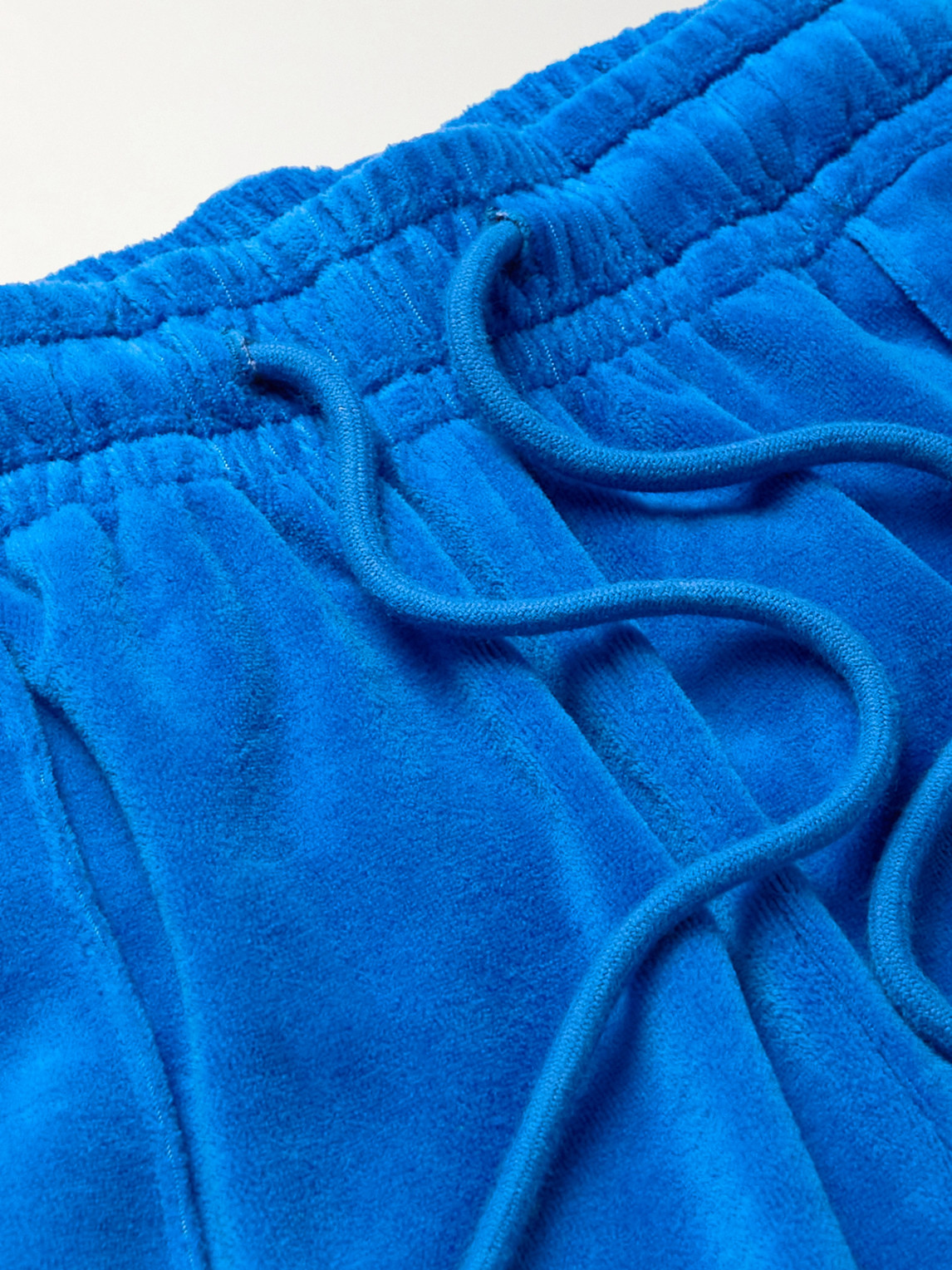 Straight-leg Hemp And Cotton-blend Velour Sweatpants In Blue