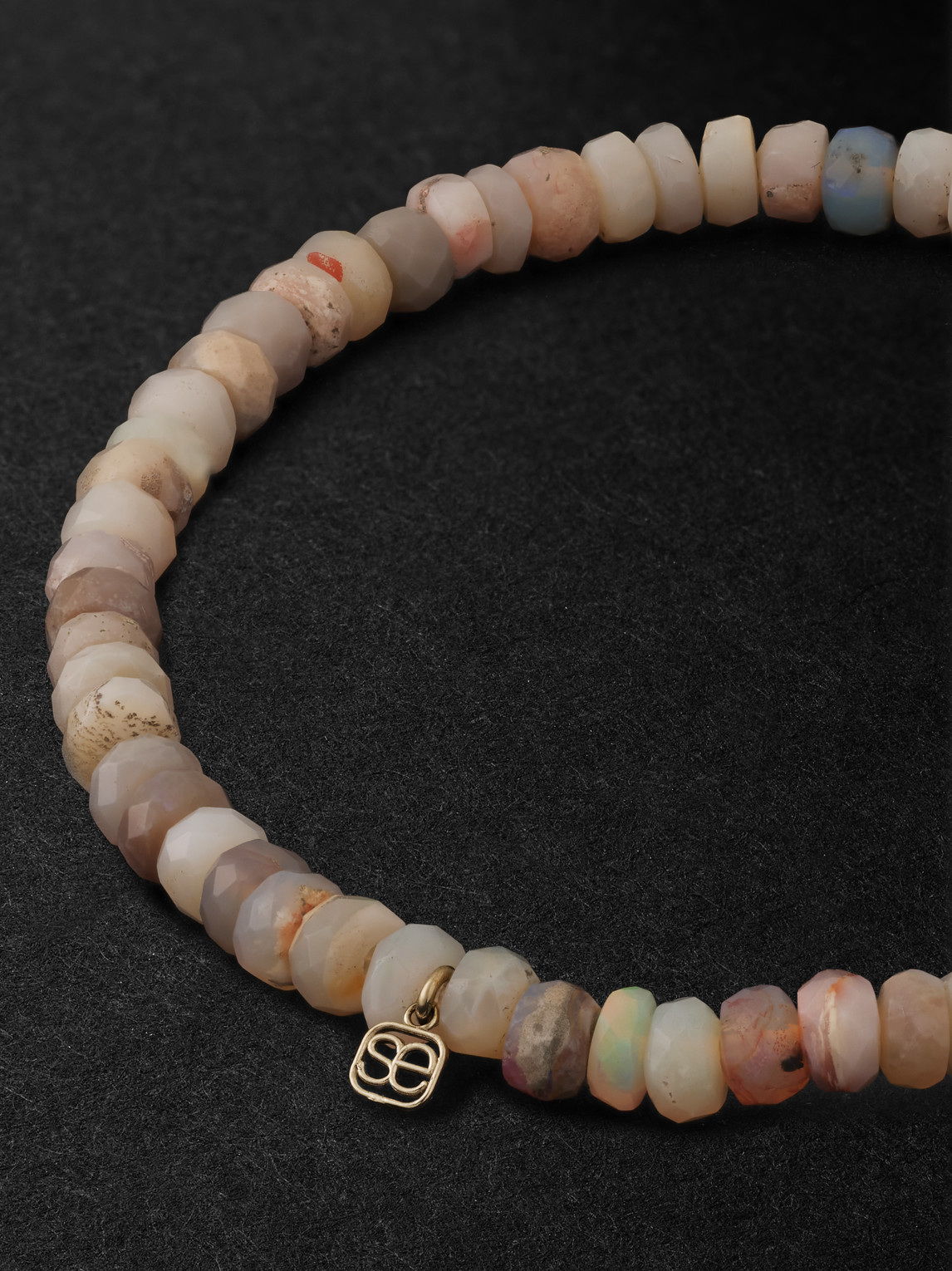 Sydney Evan Astronaut White Gold, Opal And Diamond Beaded Bracelet In Brown