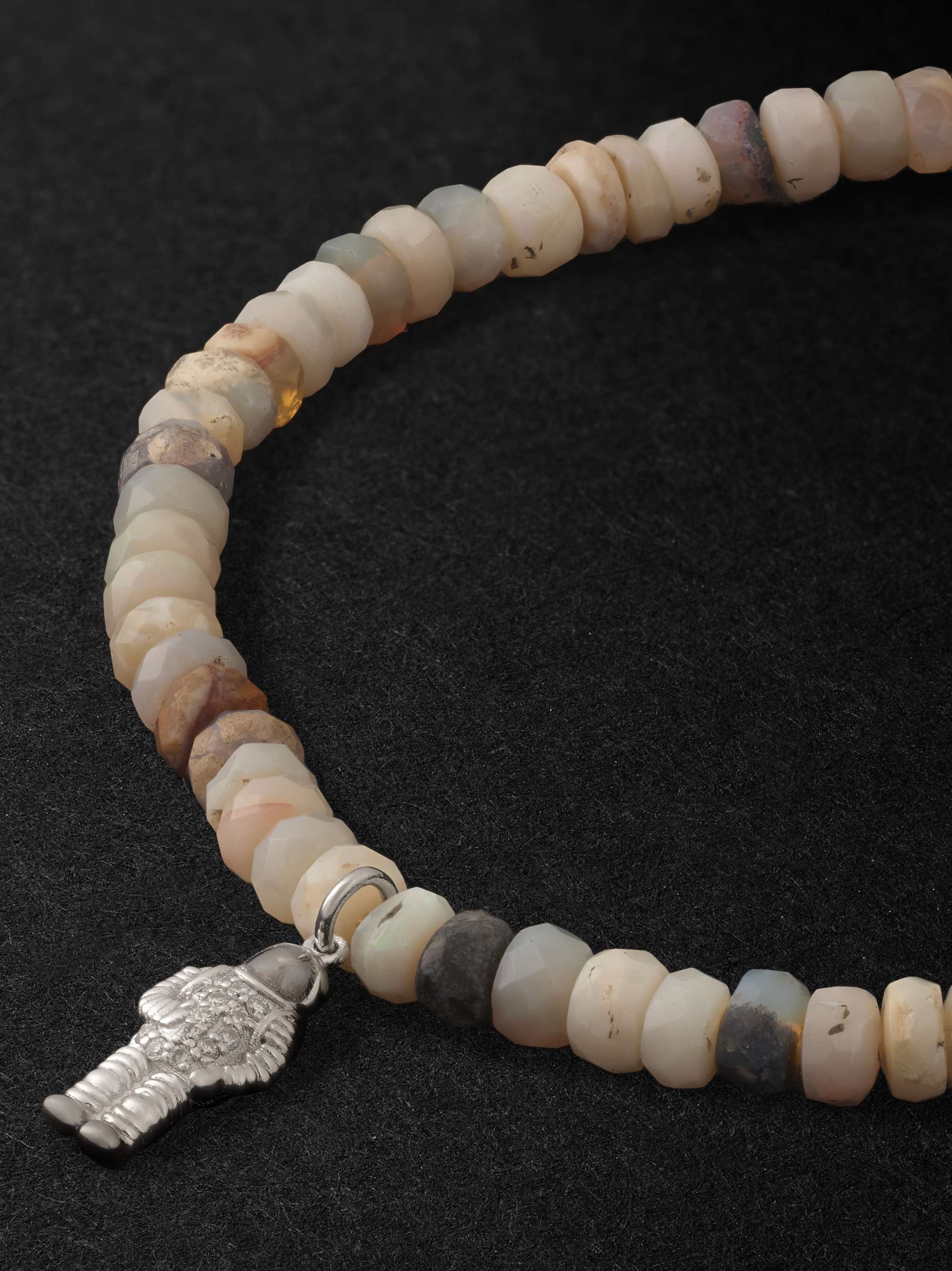 SYDNEY EVAN Astronaut White Gold, Opal and Diamond Beaded Bracelet