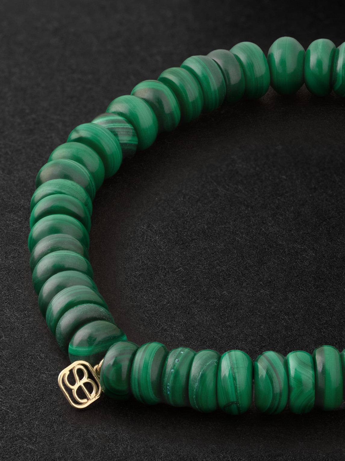 Shop Sydney Evan Moon Gold, Malachite And Enamel Bracelet In Green