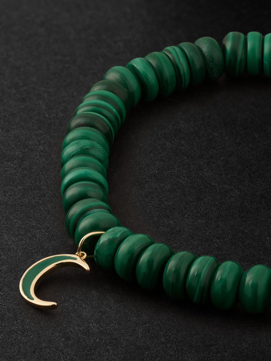 Shop Sydney Evan Moon Gold, Malachite And Enamel Bracelet In Green