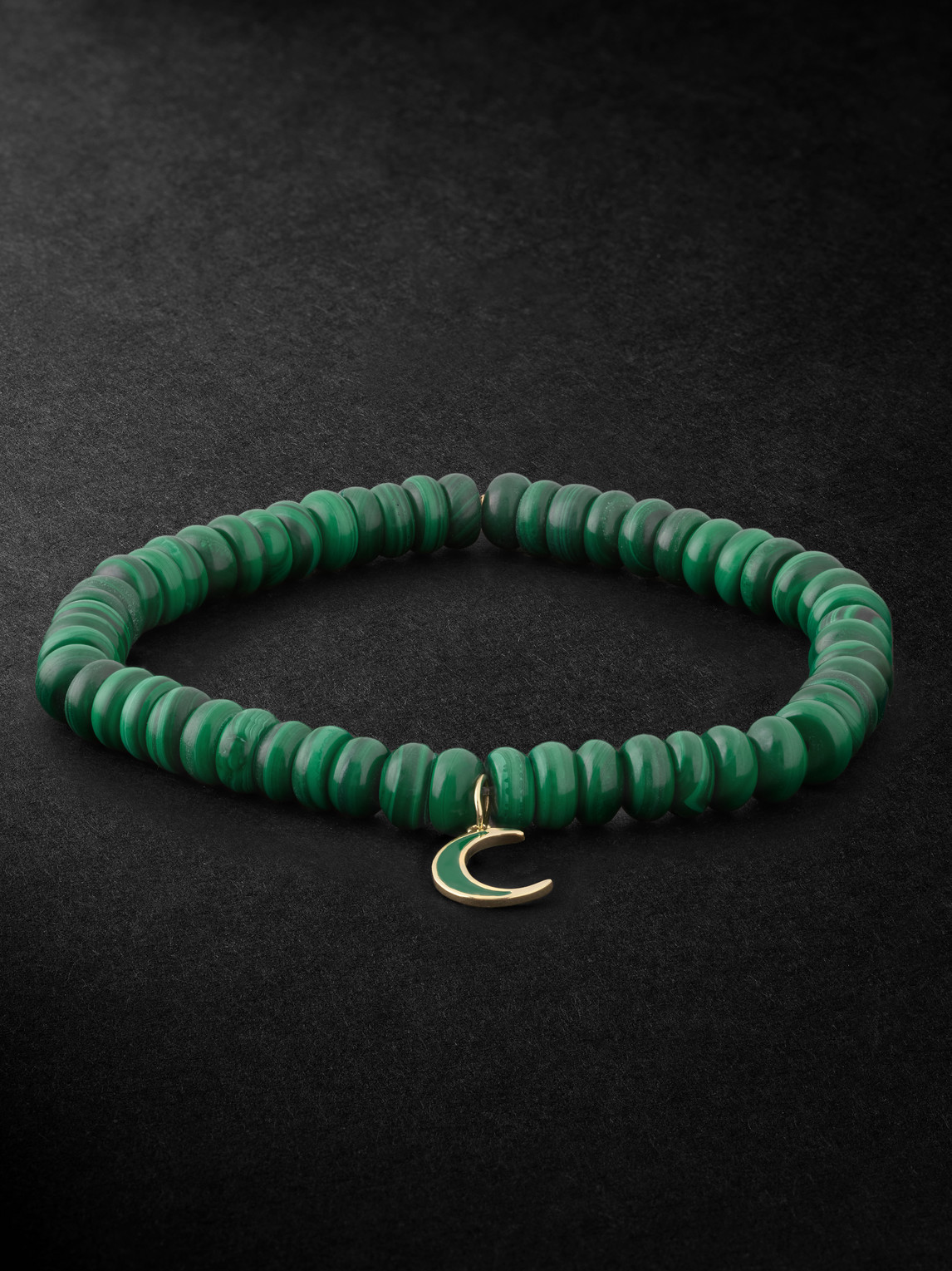 Sydney Evan Moon Gold, Malachite And Enamel Bracelet In Green