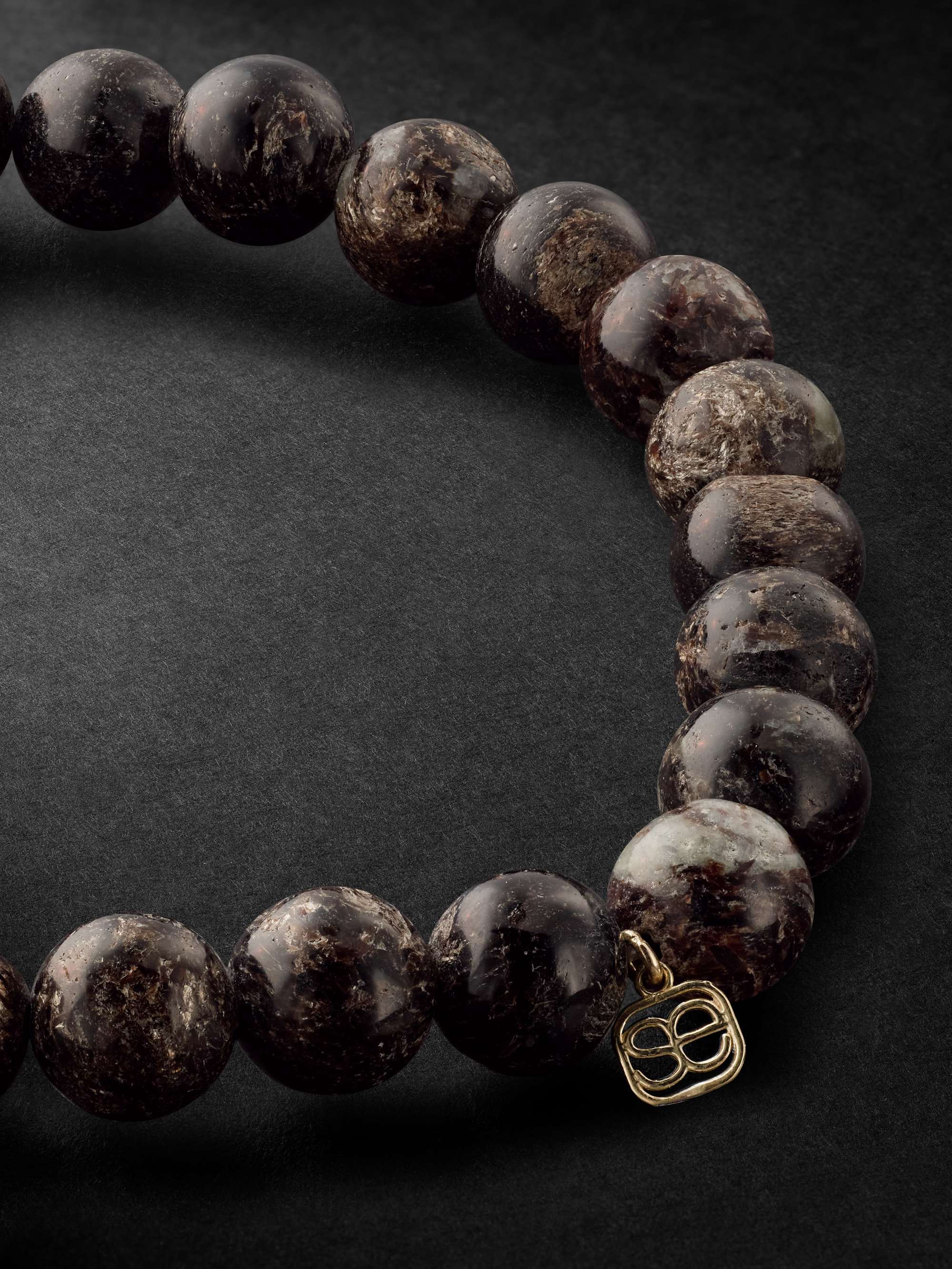 SYDNEY EVAN Groovy Eye Gold, Enamel, Diamond and Hypersthene Beaded Bracelet