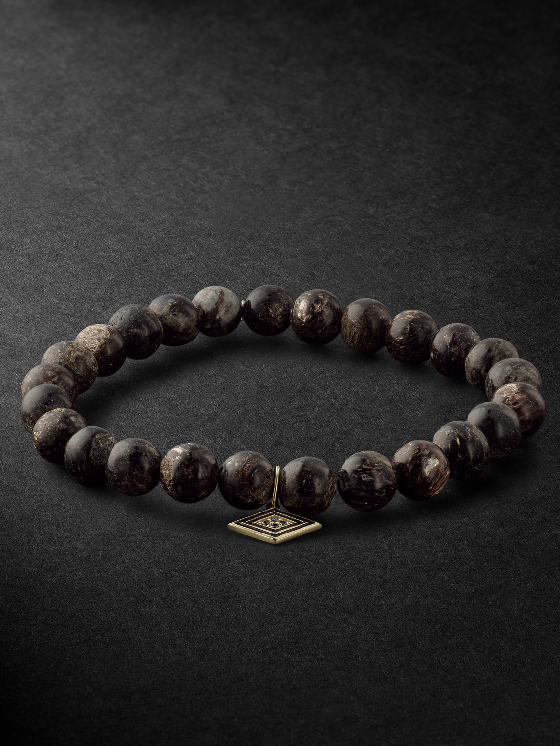 Sydney Evan Groovy Eye Gold, Enamel, Diamond And Hypersthene Beaded Bracelet