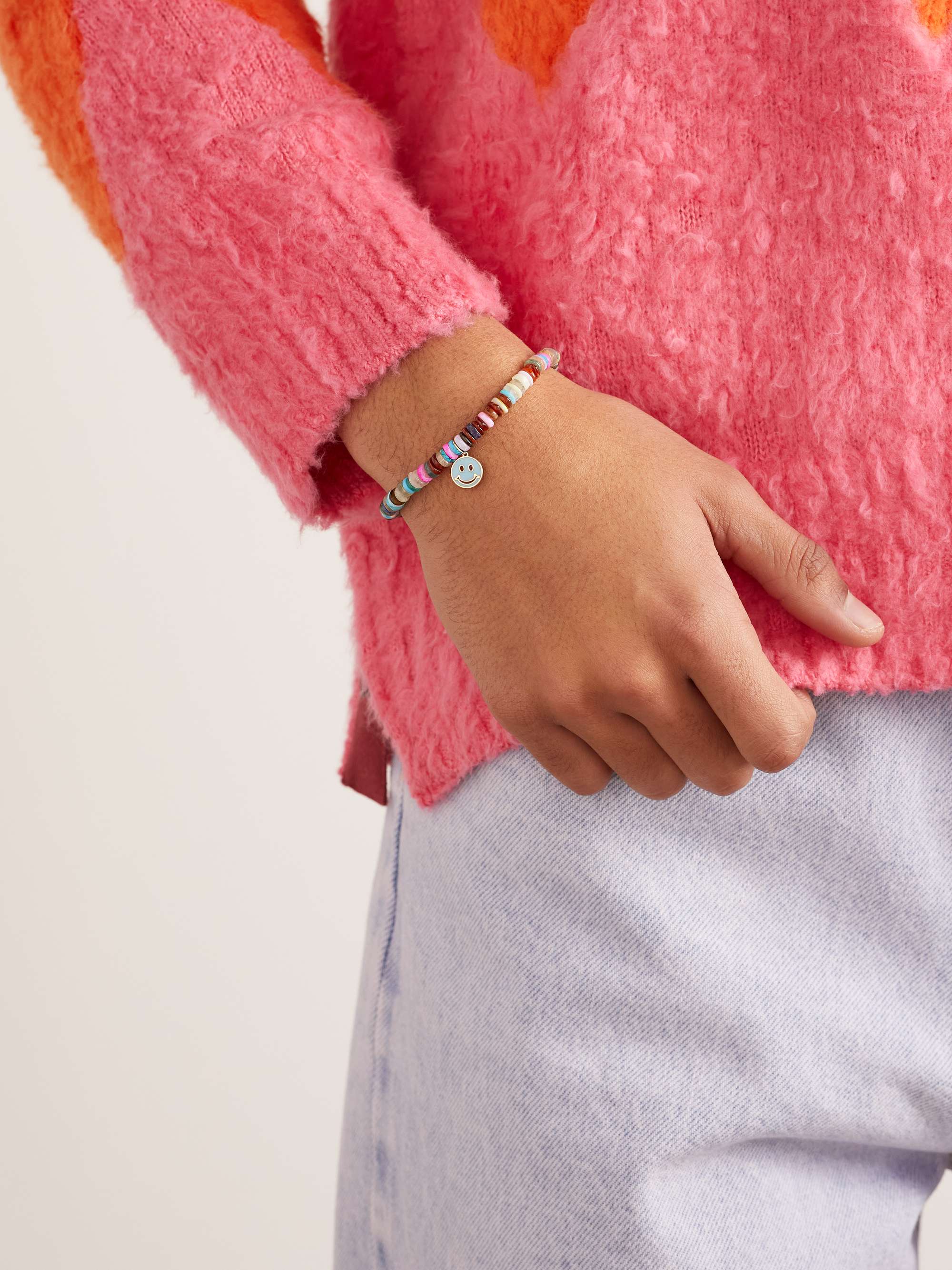 SYDNEY EVAN Happy Face Gold, Enamel and Beaded Bracelet