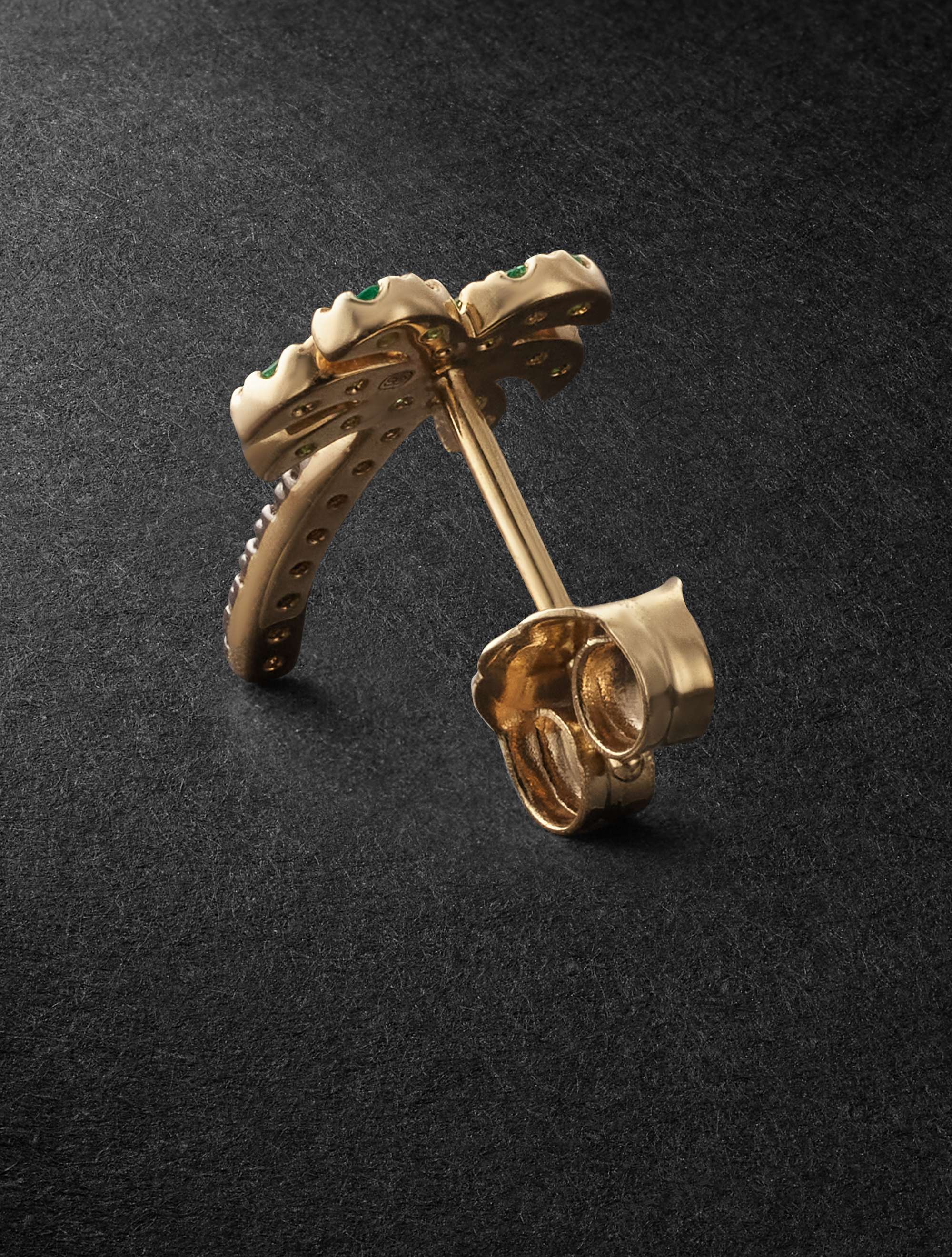SYDNEY EVAN Palm Gold, Diamond and Emerald Single Earring