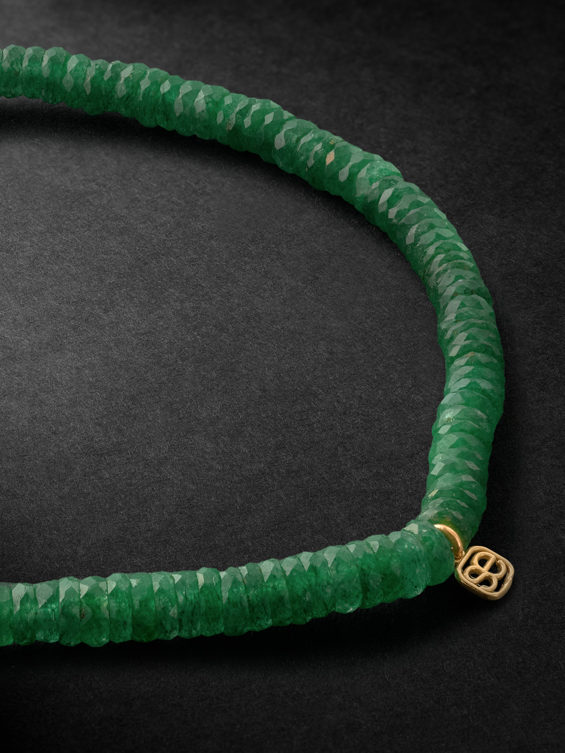 Sydney Evan Rainbow Peace Sign Gold Multi-stone Beaded Bracelet In Green