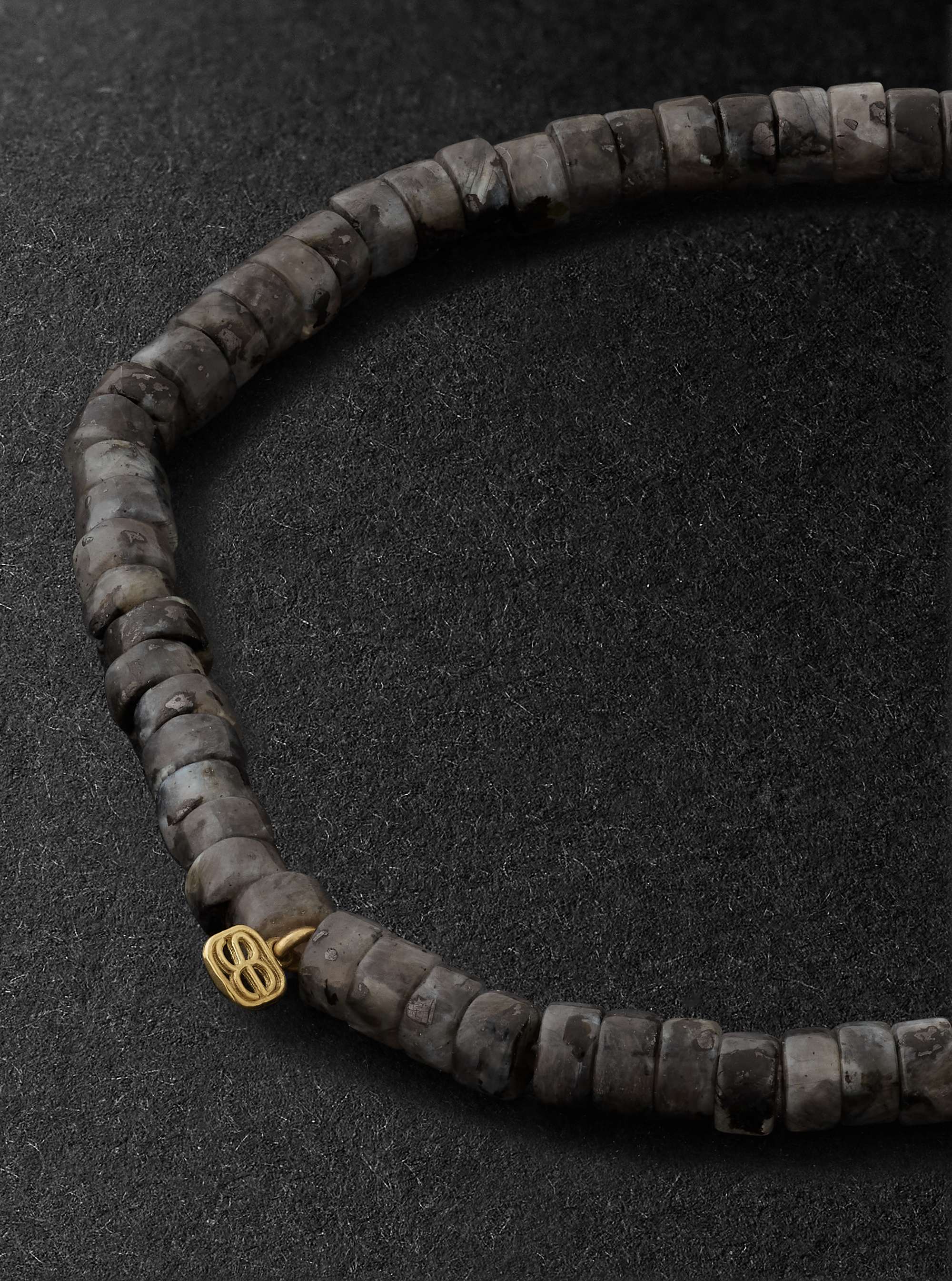 SYDNEY EVAN Gold, Enamel and Larvikite Beaded Bracelet