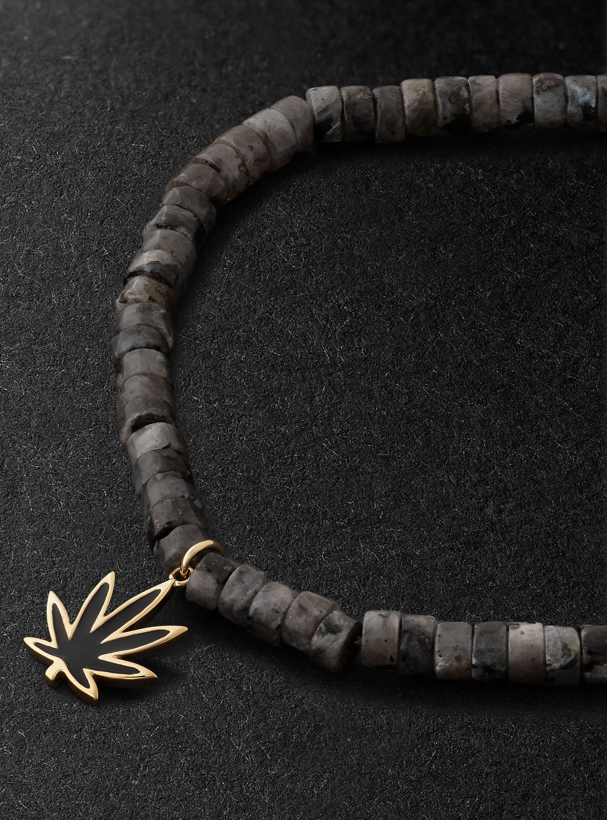 SYDNEY EVAN Gold, Enamel and Larvikite Beaded Bracelet