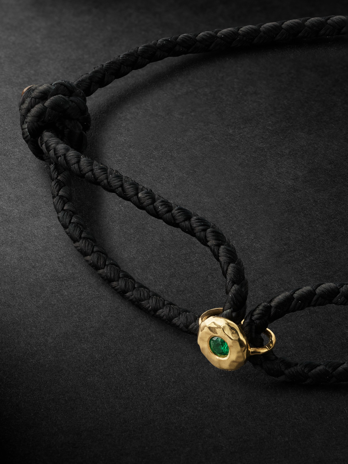 Shop Octavia Elizabeth Parachute Gold Emerald Cord Bracelet In Black