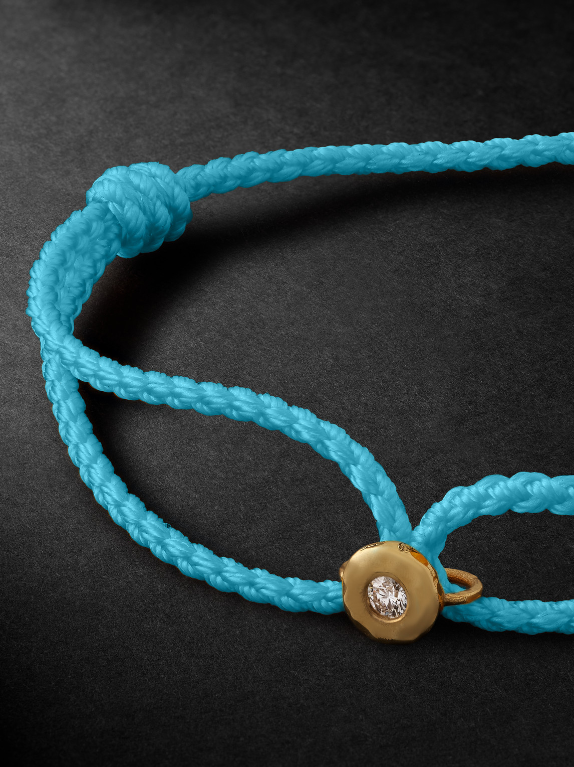 Shop Octavia Elizabeth Parachute Gold Diamond Cord Bracelet In Blue