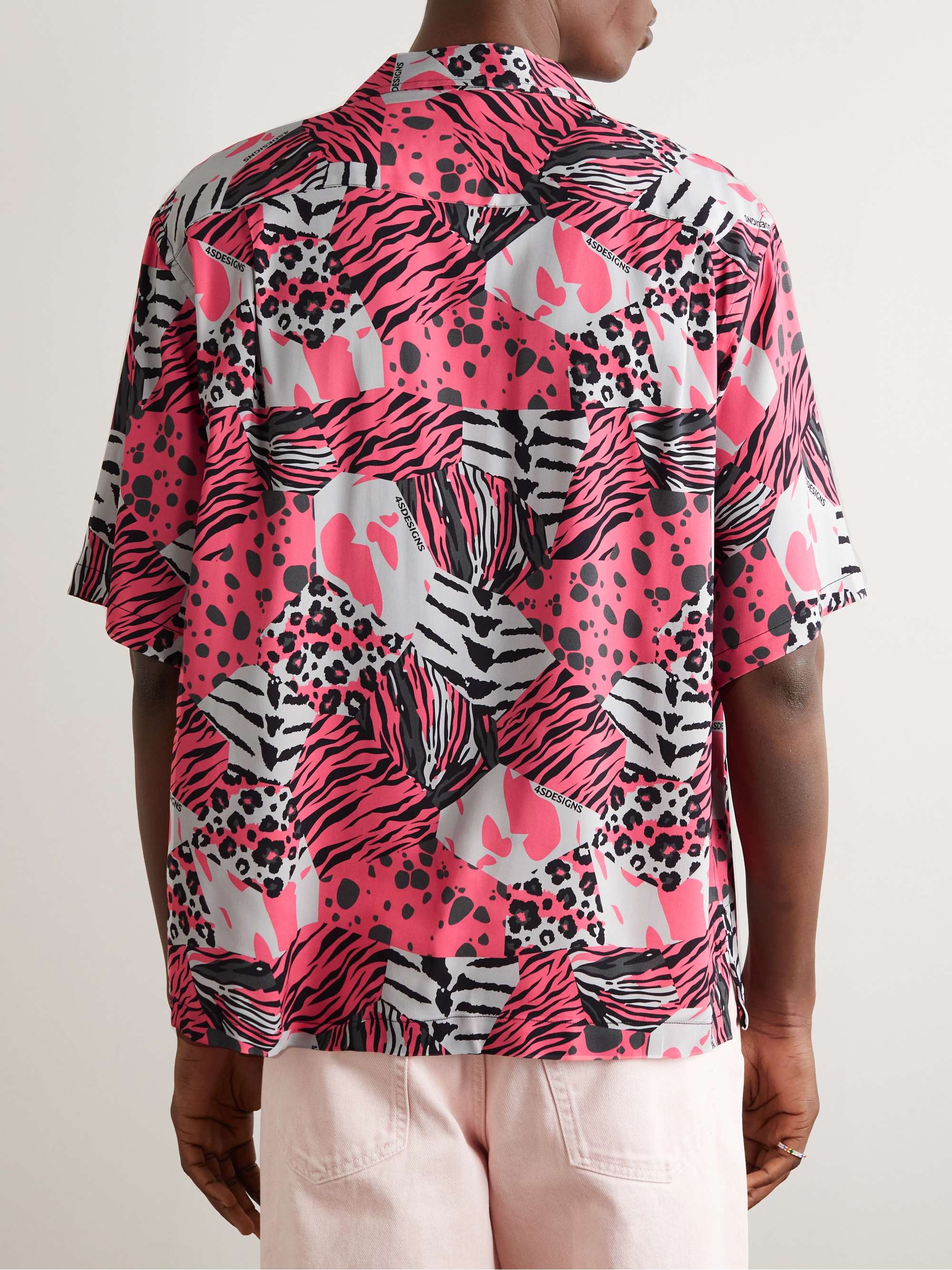 4SDESIGNS Camp-Collar Printed Satin Shirt for Men | MR PORTER
