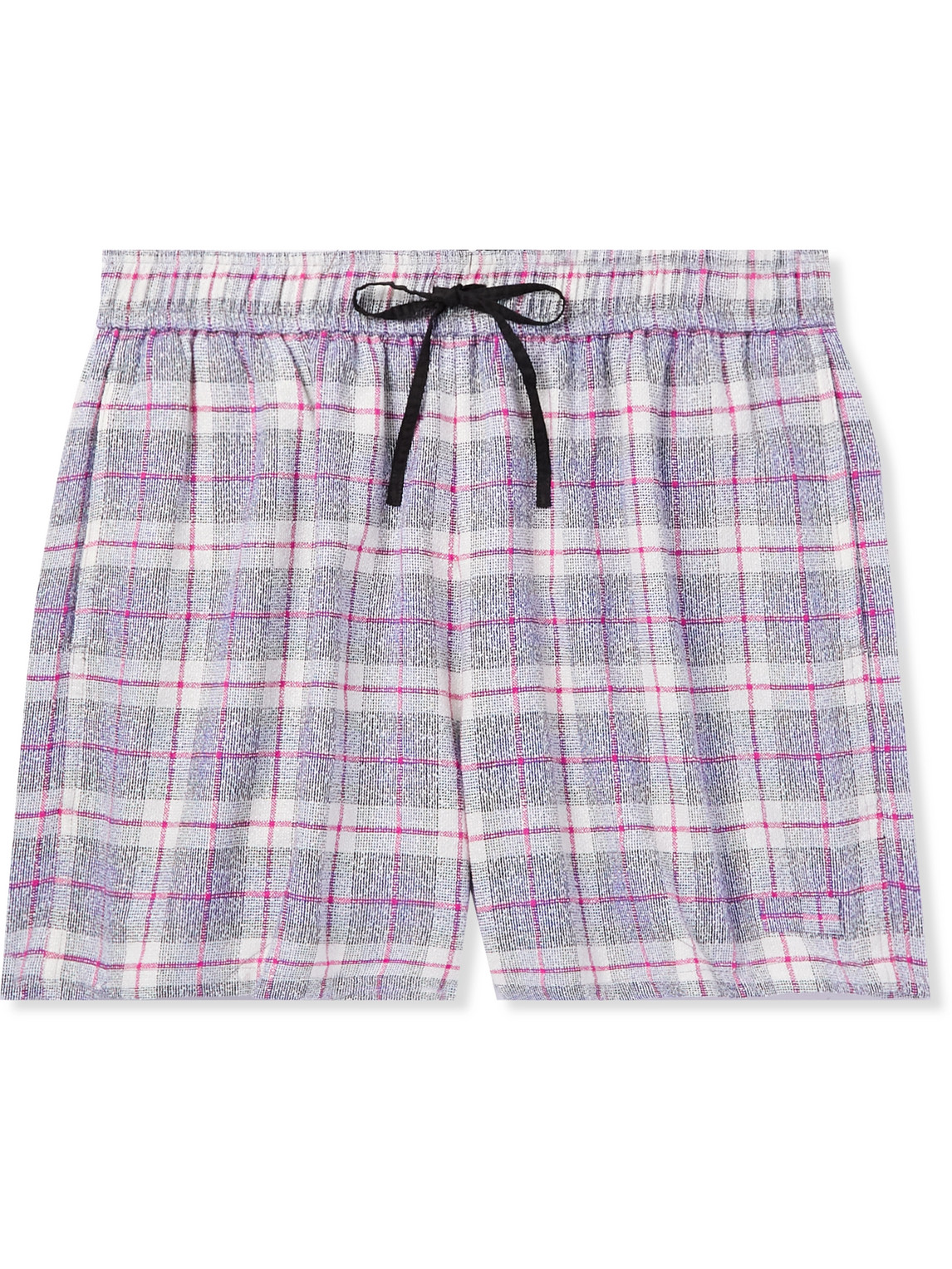 Straight-Leg Checked Wool-Blend Bouclé Drawstring Shorts
