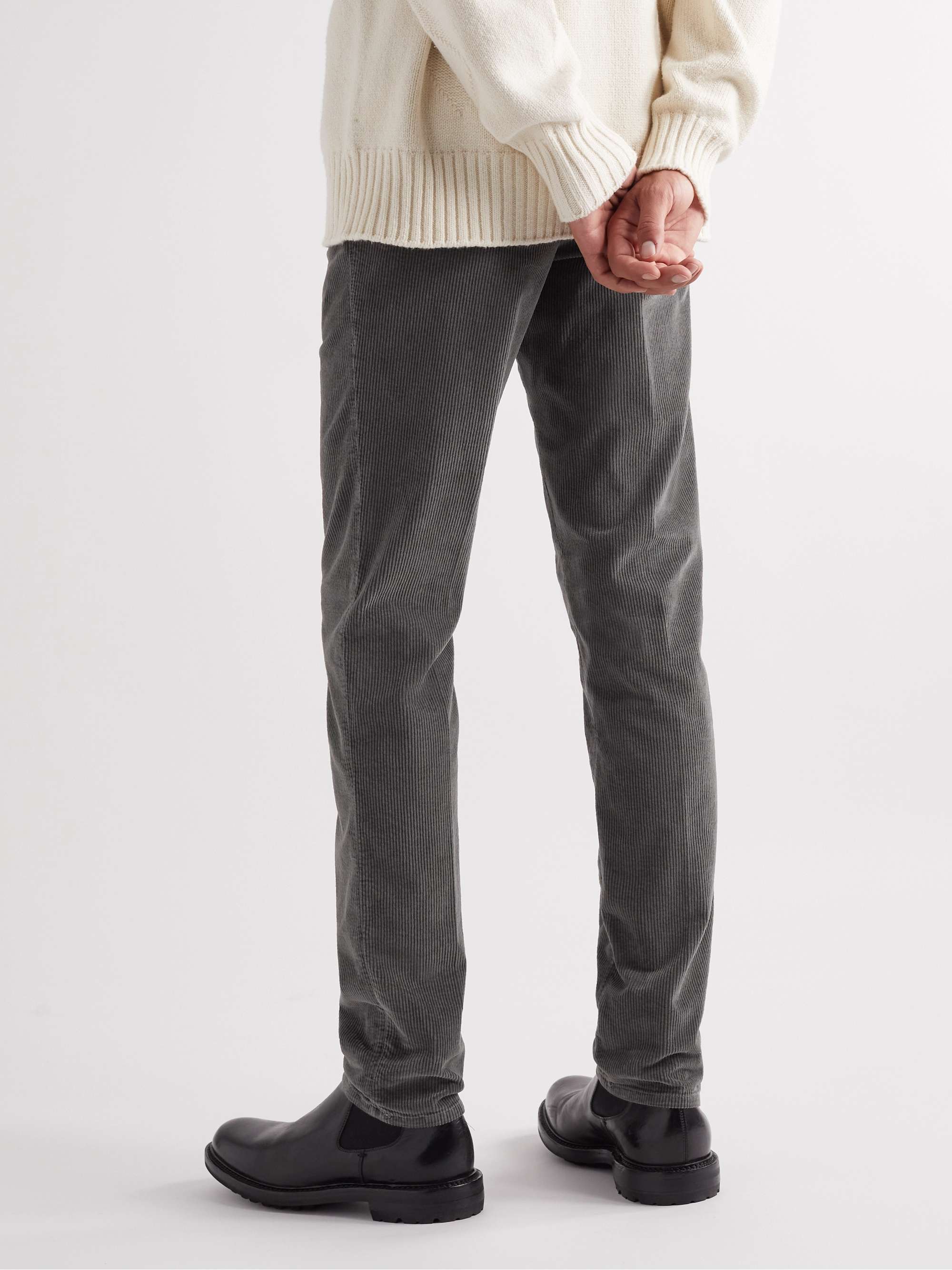 INCOTEX Tapered Cotton-Blend Corduroy Trousers