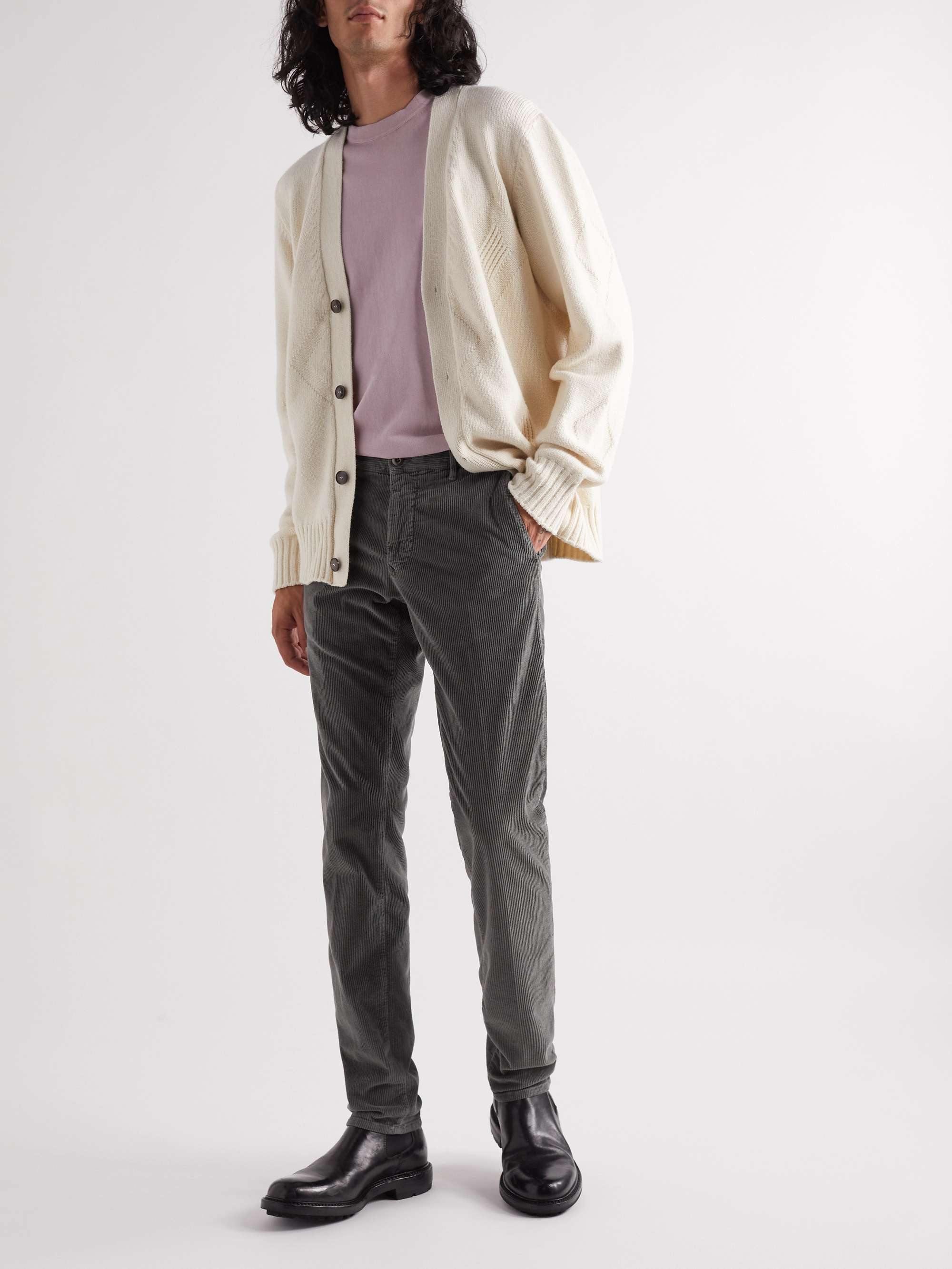 INCOTEX Tapered Cotton-Blend Corduroy Trousers