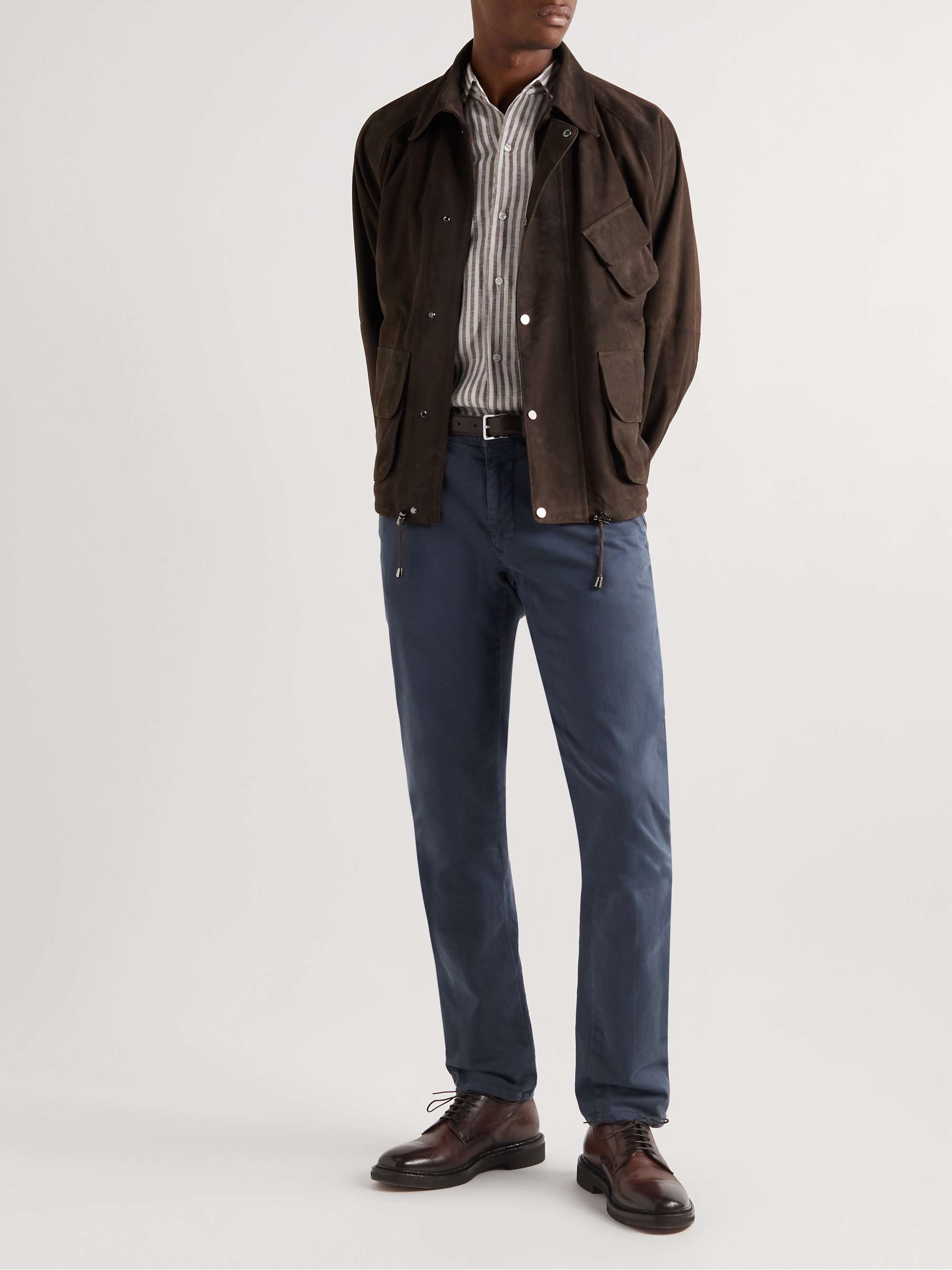 INCOTEX Slim-Fit Stretch Cotton-Blend Trousers