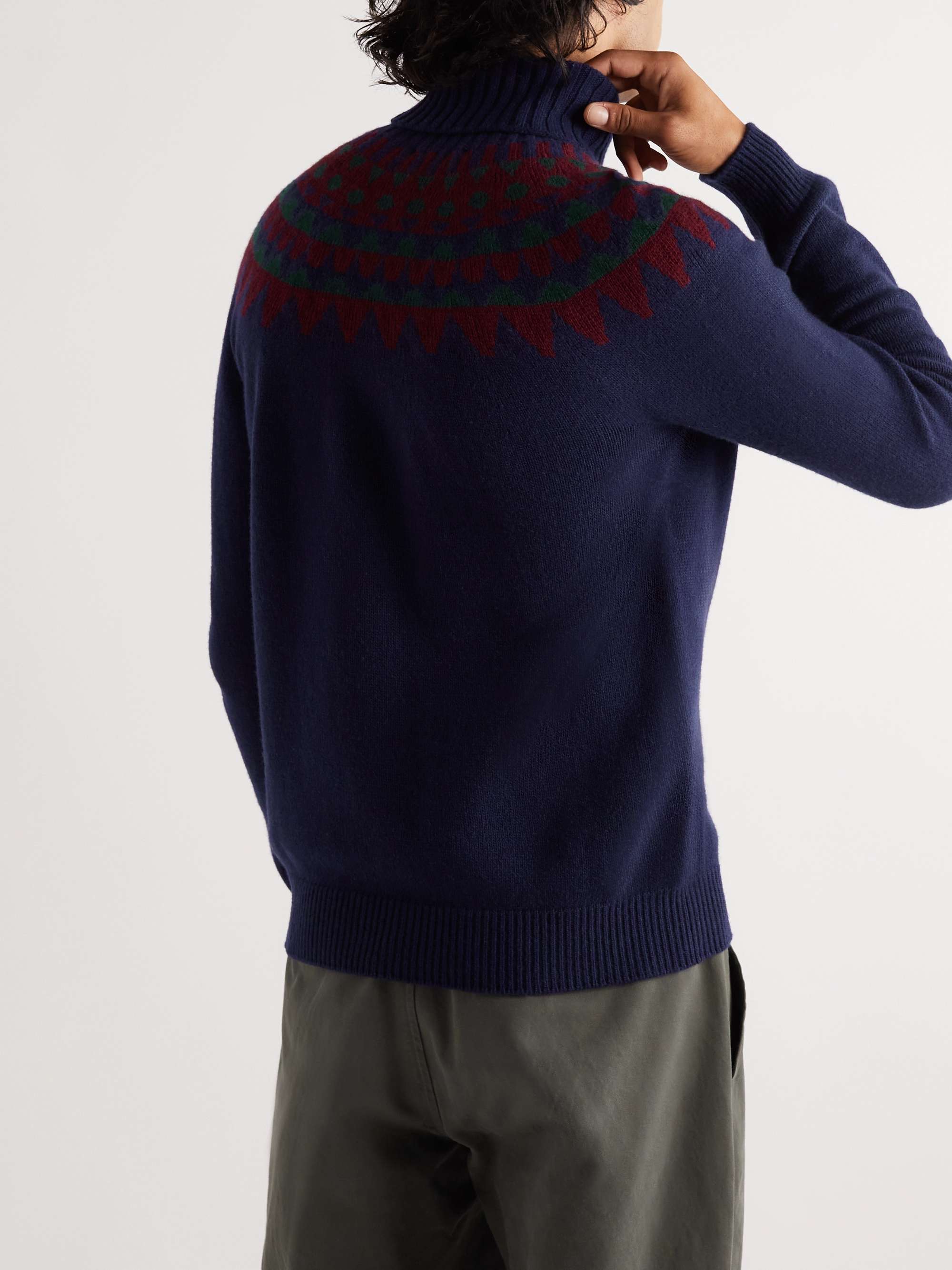 INCOTEX Jacquard-Knit Virgin Wool Rollneck Sweater
