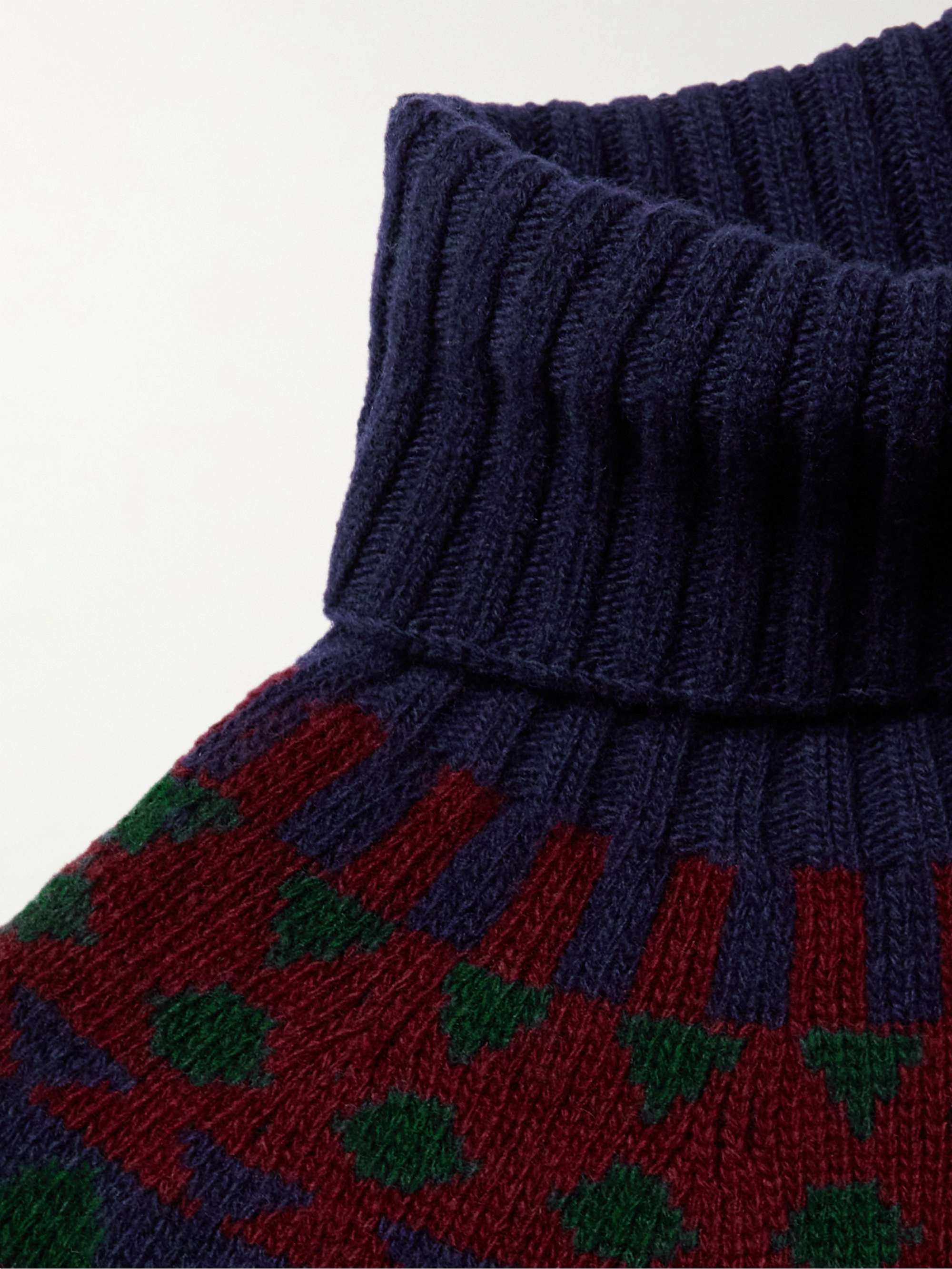INCOTEX Jacquard-Knit Virgin Wool Rollneck Sweater