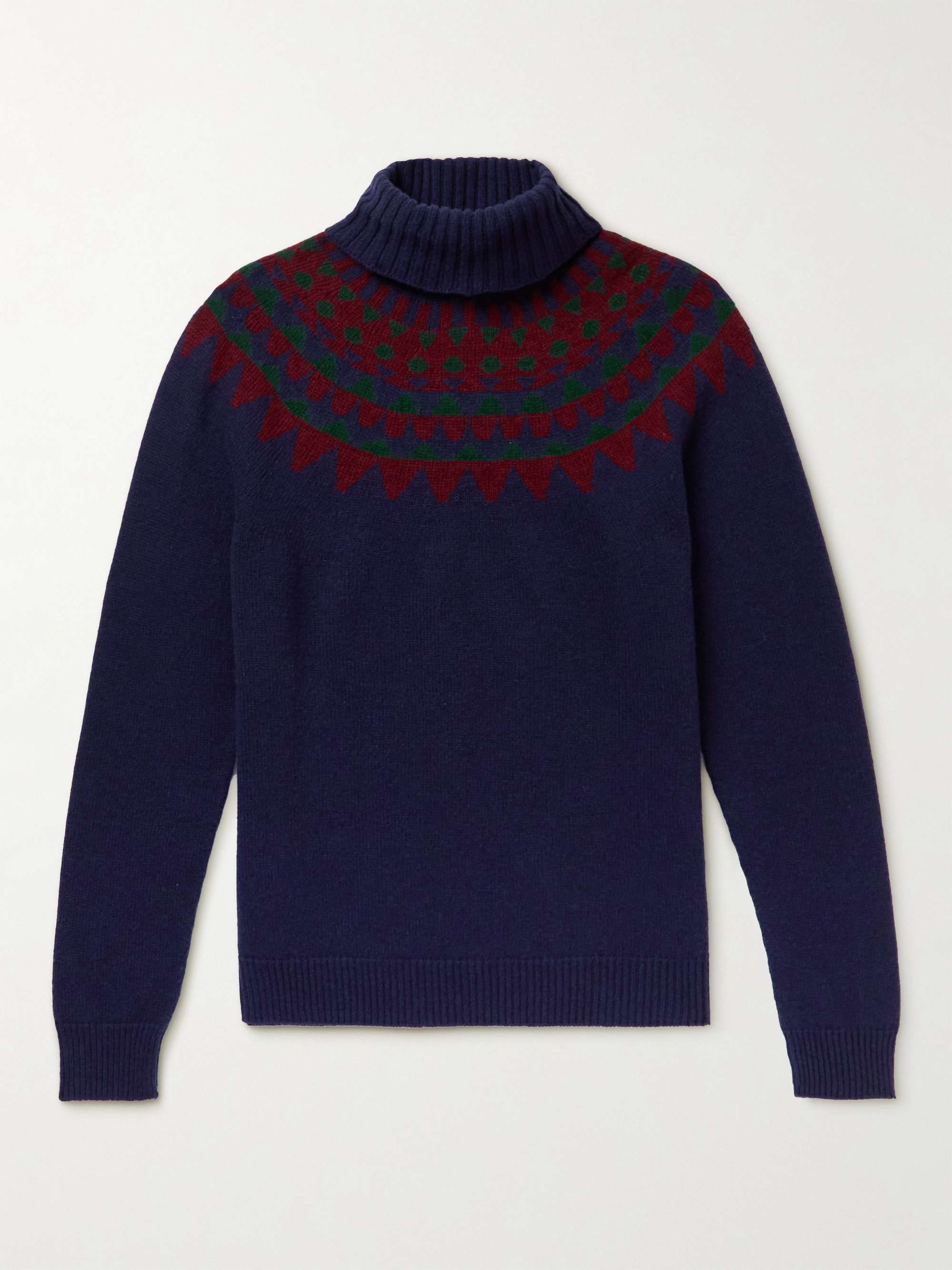 INCOTEX Jacquard-Knit Virgin Wool Rollneck Sweater