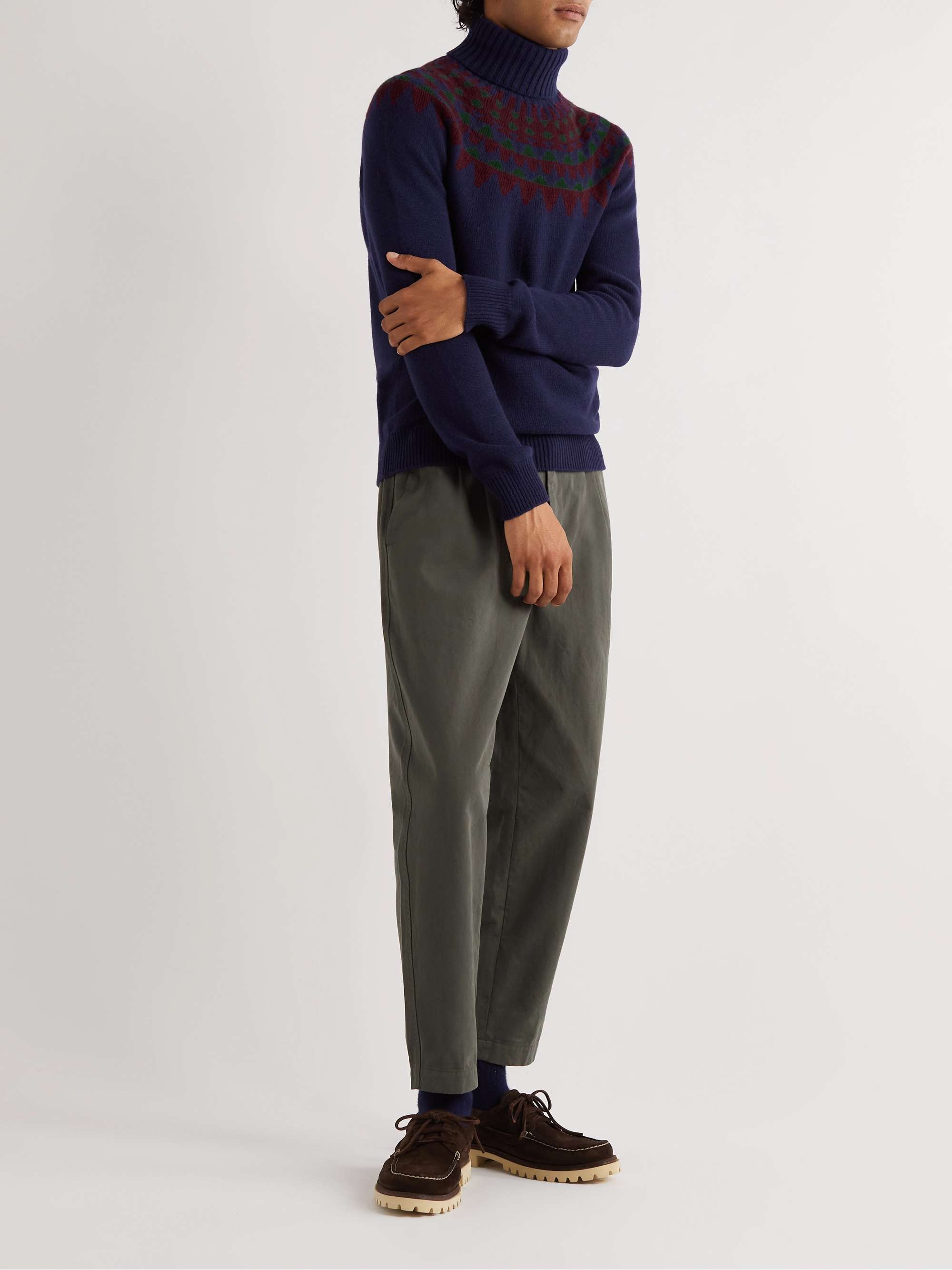 INCOTEX Jacquard-Knit Virgin Wool Rollneck Sweater