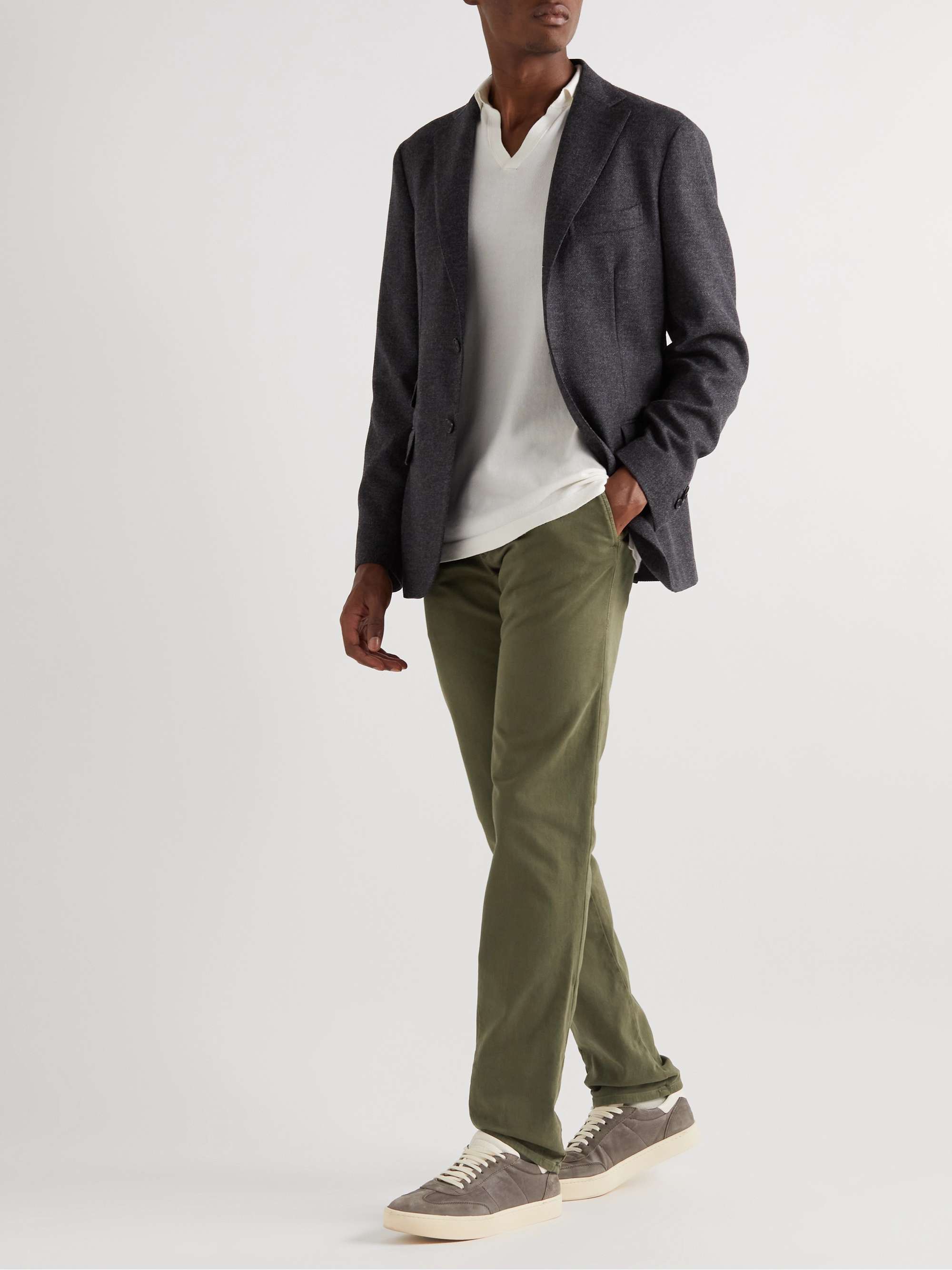 INCOTEX Slim-Fit Stretch Cotton-Blend Trousers