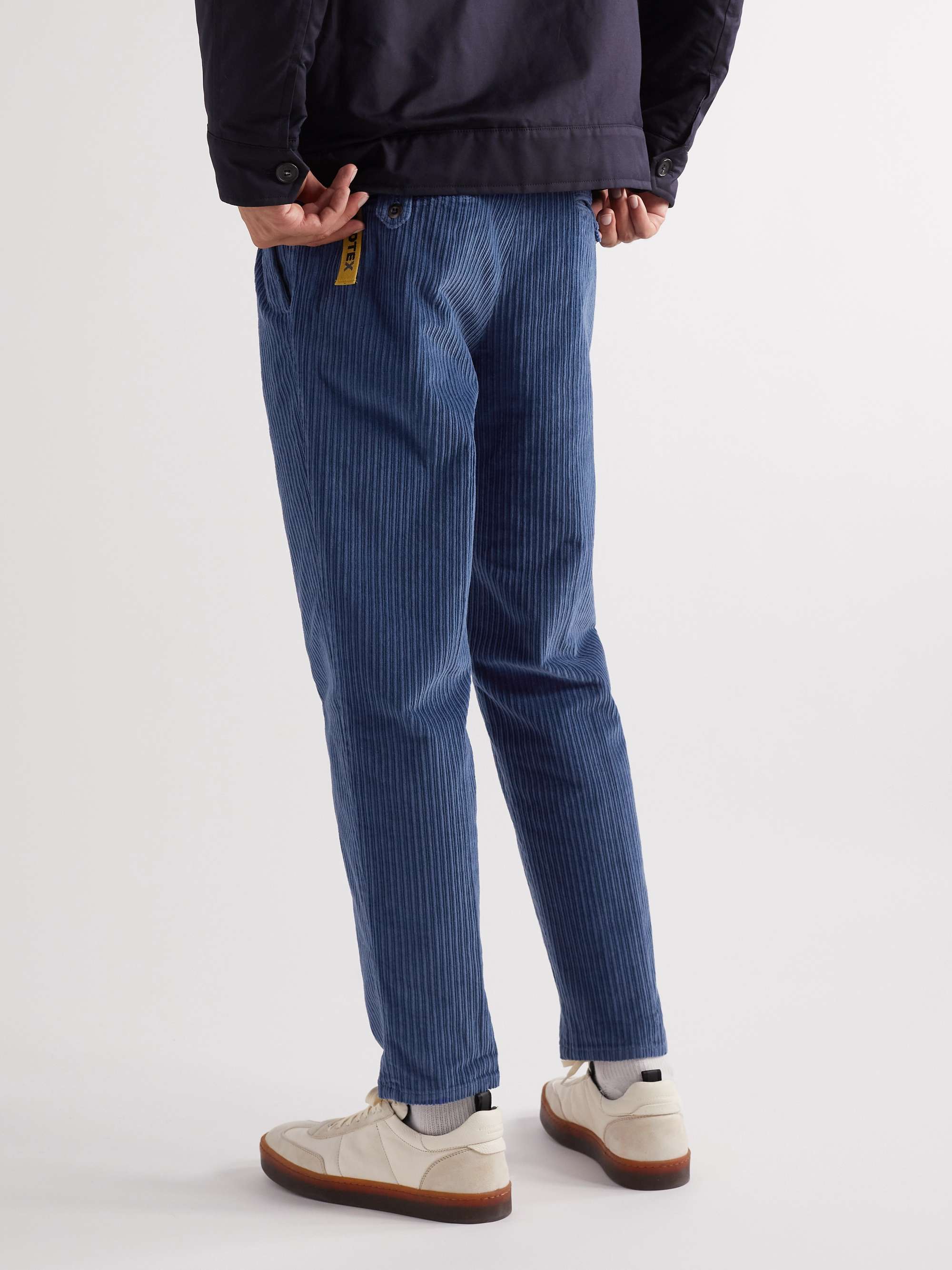 INCOTEX Tapered Pleated Cotton-Blend Corduroy Trousers