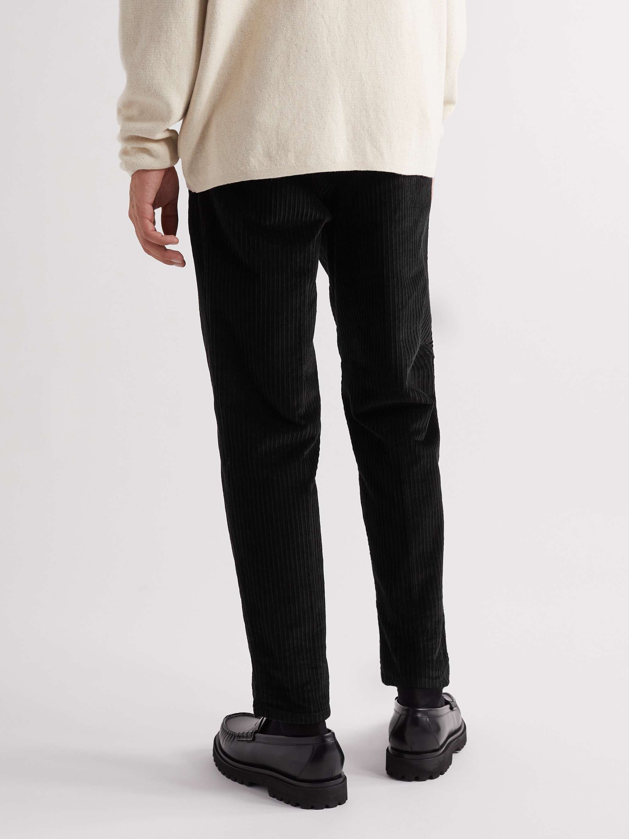 INCOTEX Tapered Pleated Cotton-Blend Corduroy Trousers