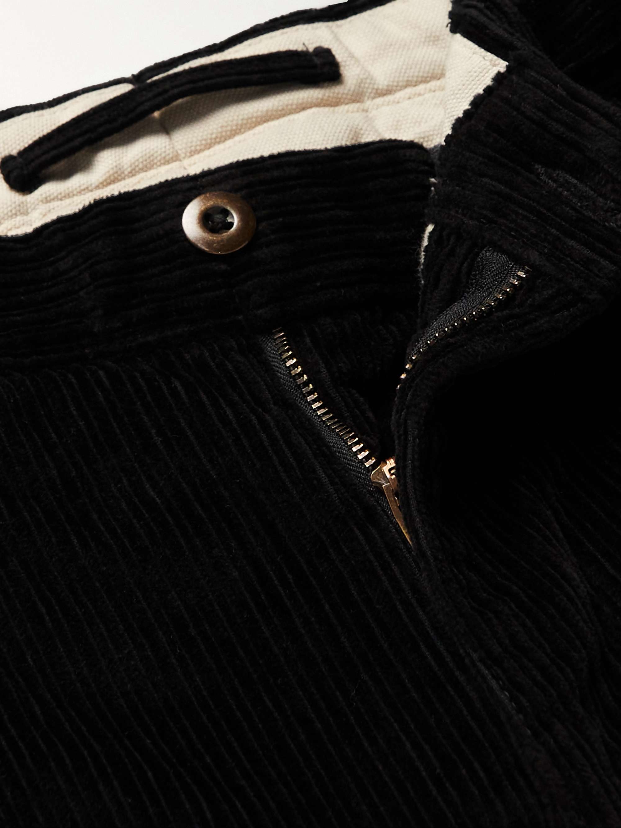 INCOTEX Tapered Pleated Cotton-Blend Corduroy Trousers