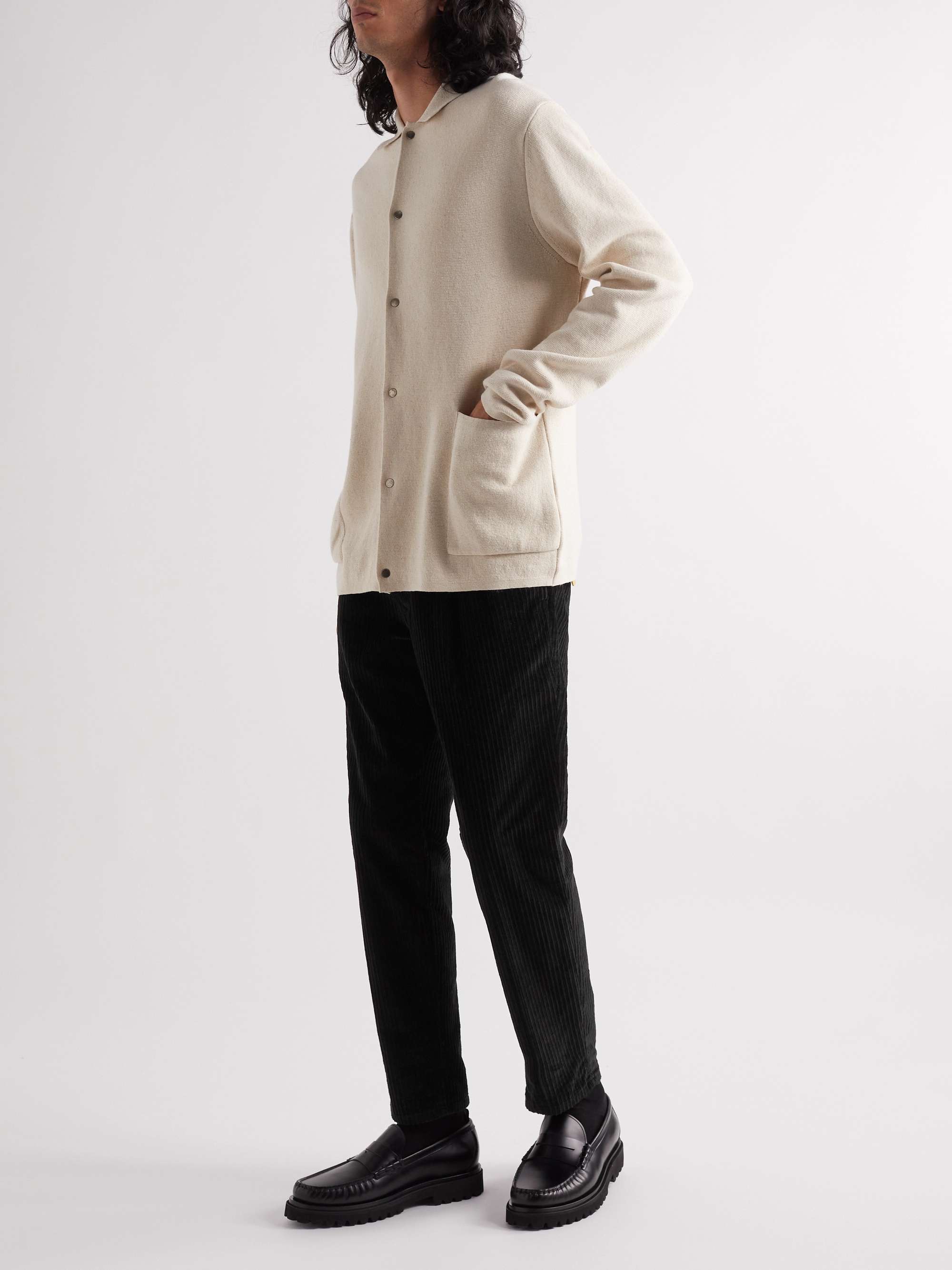 INCOTEX Tapered Pleated Cotton-Blend Corduroy Trousers