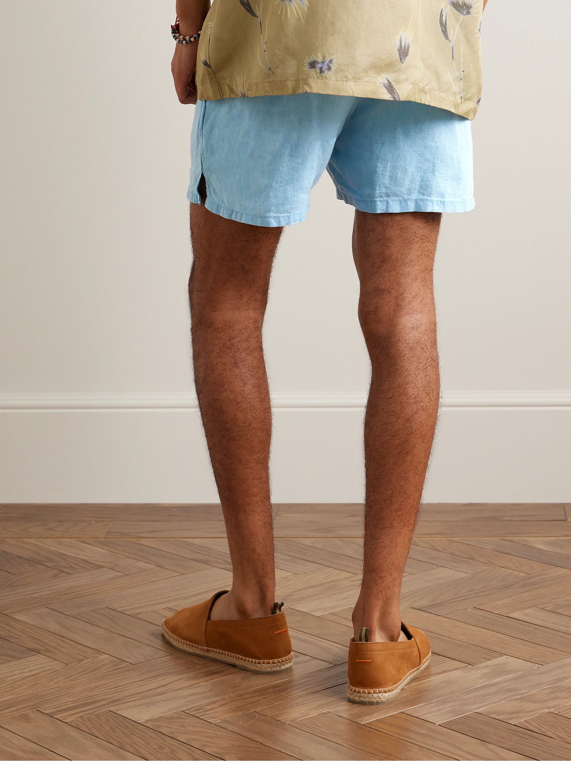 Shop Vilebrequin Barry Slim-fit Linen Drawstring Shorts In Blue