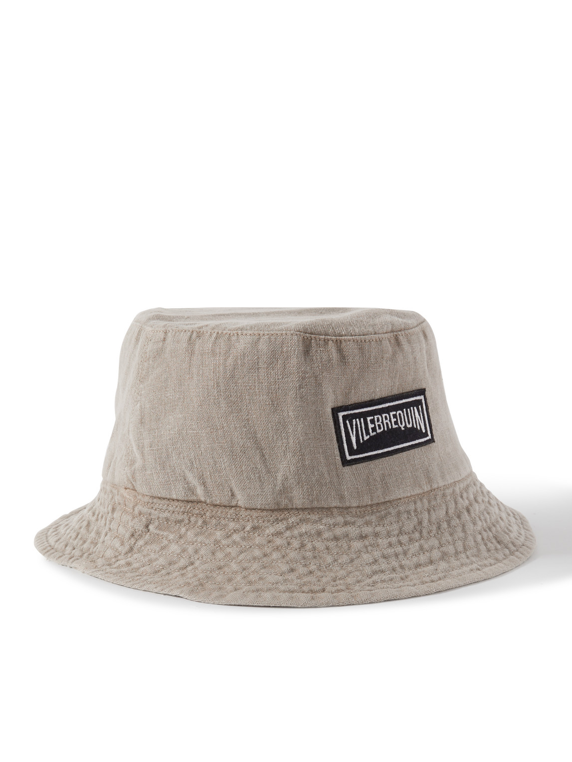 Shop Vilebrequin Logo-appliquéd Linen Bucket Hat In Neutrals