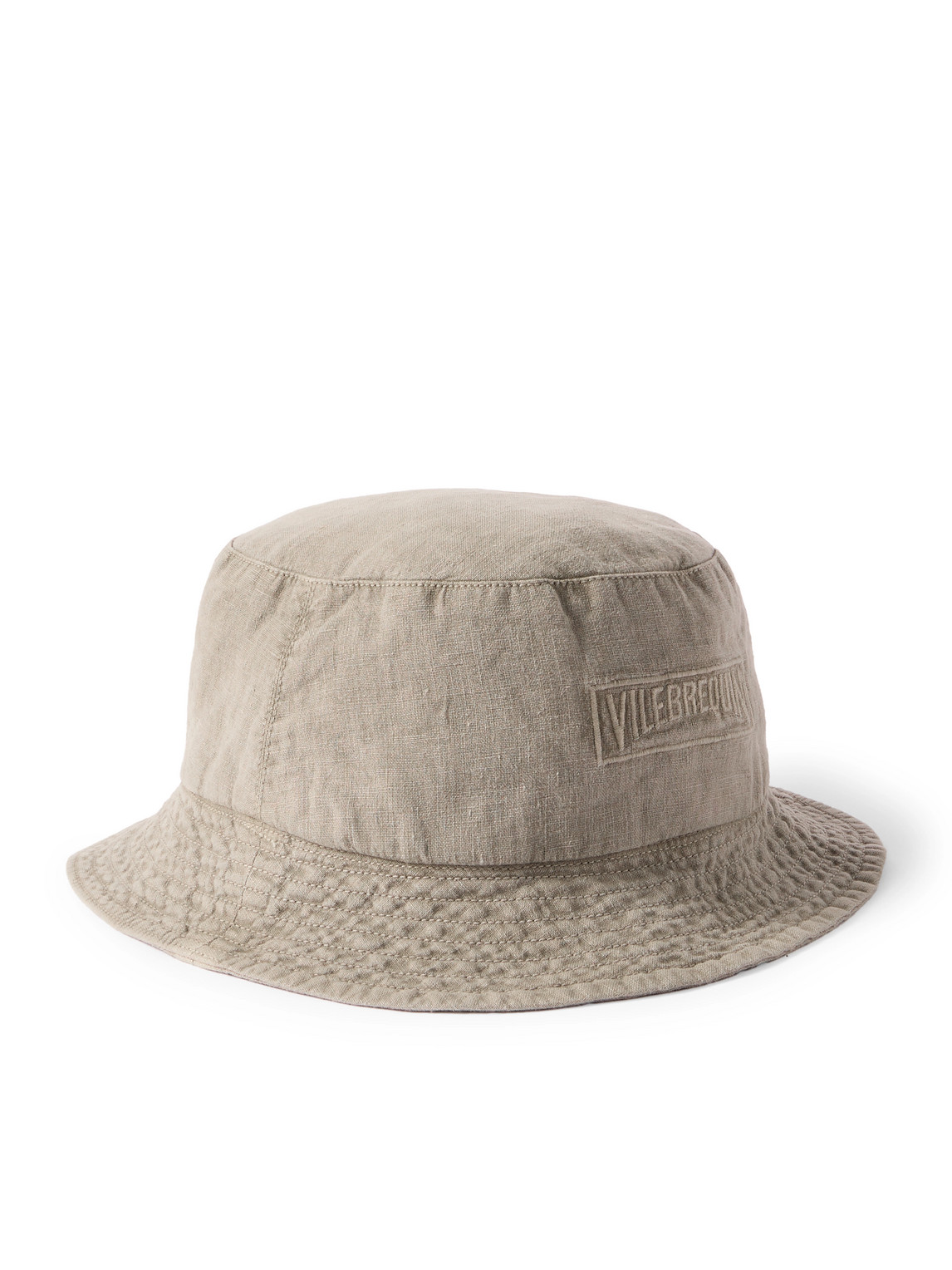 Shop Vilebrequin Logo-appliquéd Linen Bucket Hat In Neutrals