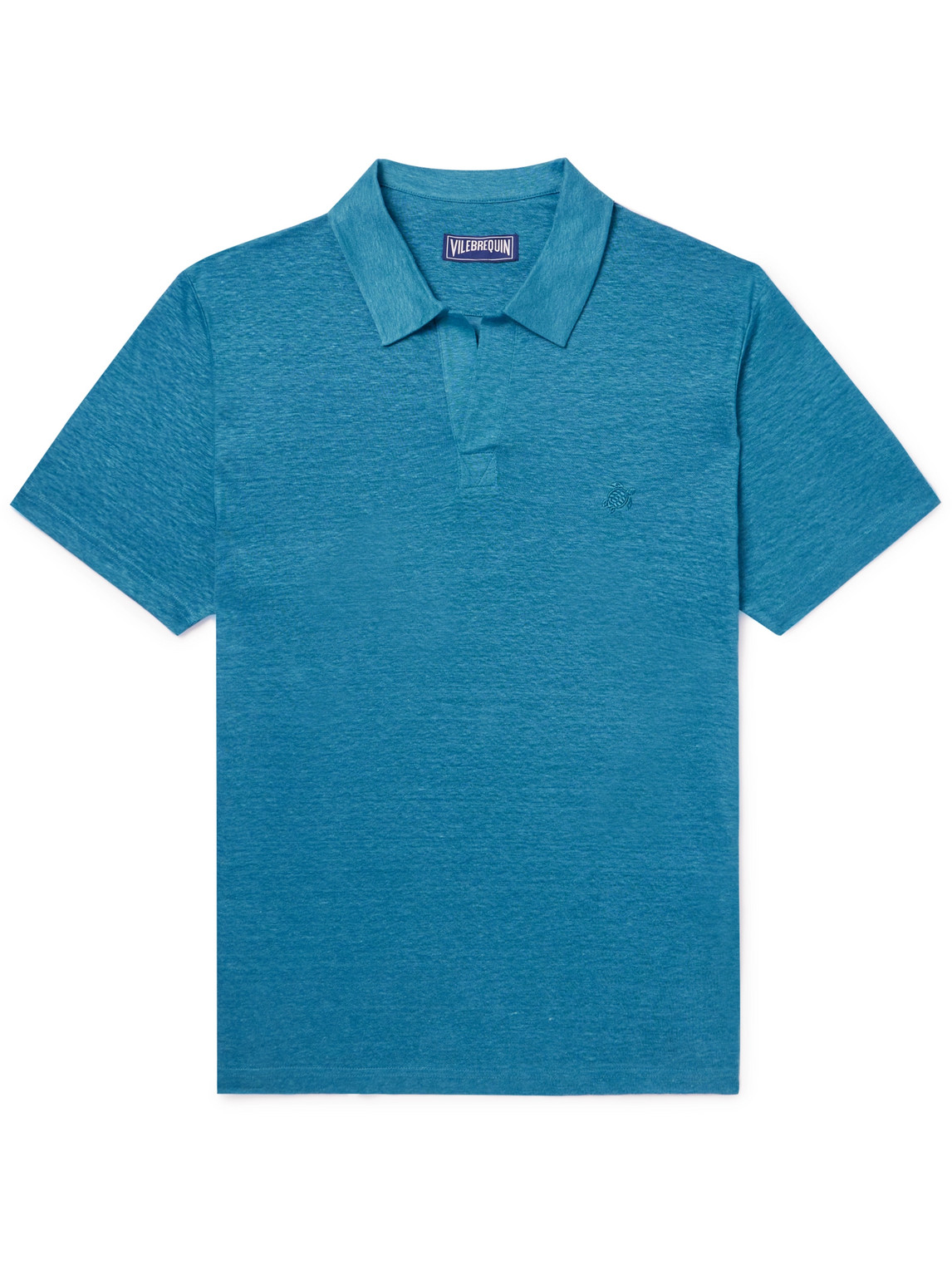 Shop Vilebrequin Pyramid Linen-jersey Polo Shirt In Blue