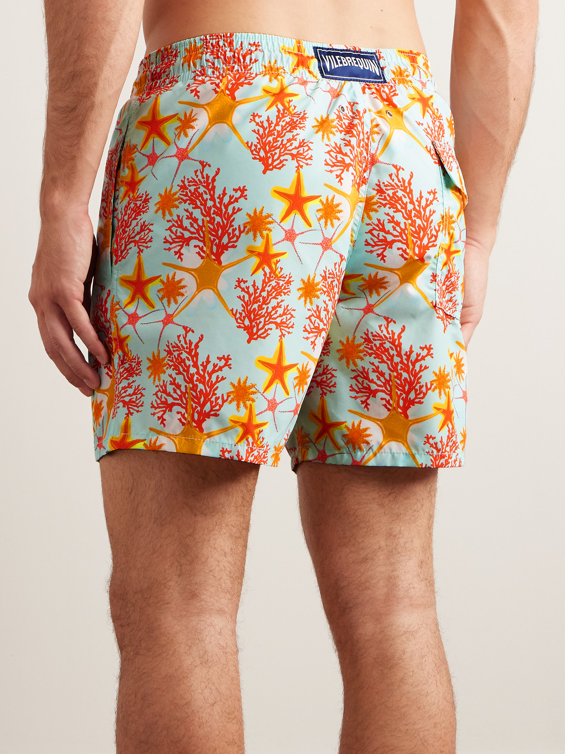 Shop Vilebrequin Moorea Straight-leg Mid-length Printed Recycled Swim Shorts In Orange