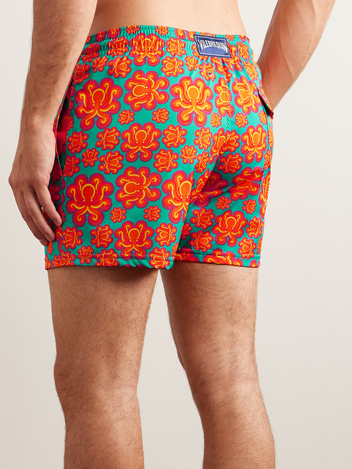 Shop Vilebrequin Moorise Straight-leg Mid-length Printed Recycled Swim Shorts In Orange