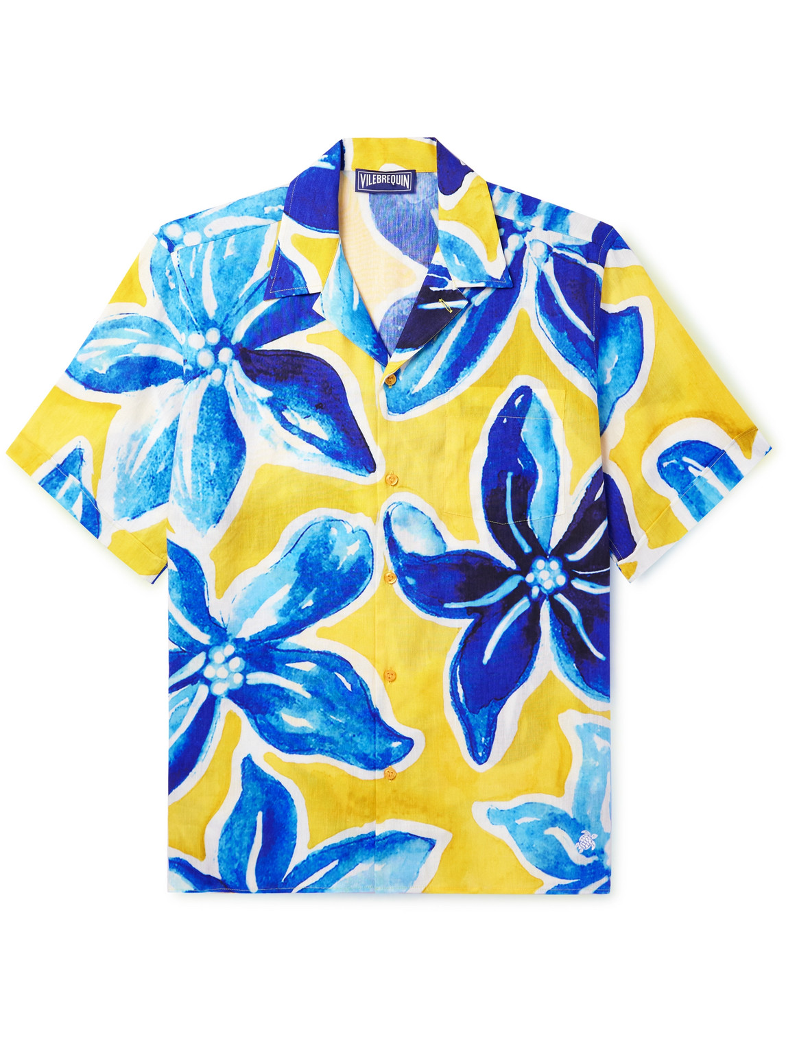 Shop Vilebrequin Chelly Camp-collar Floral-print Hemp And Tencel™ Lyocell-blend Shirt In Multi