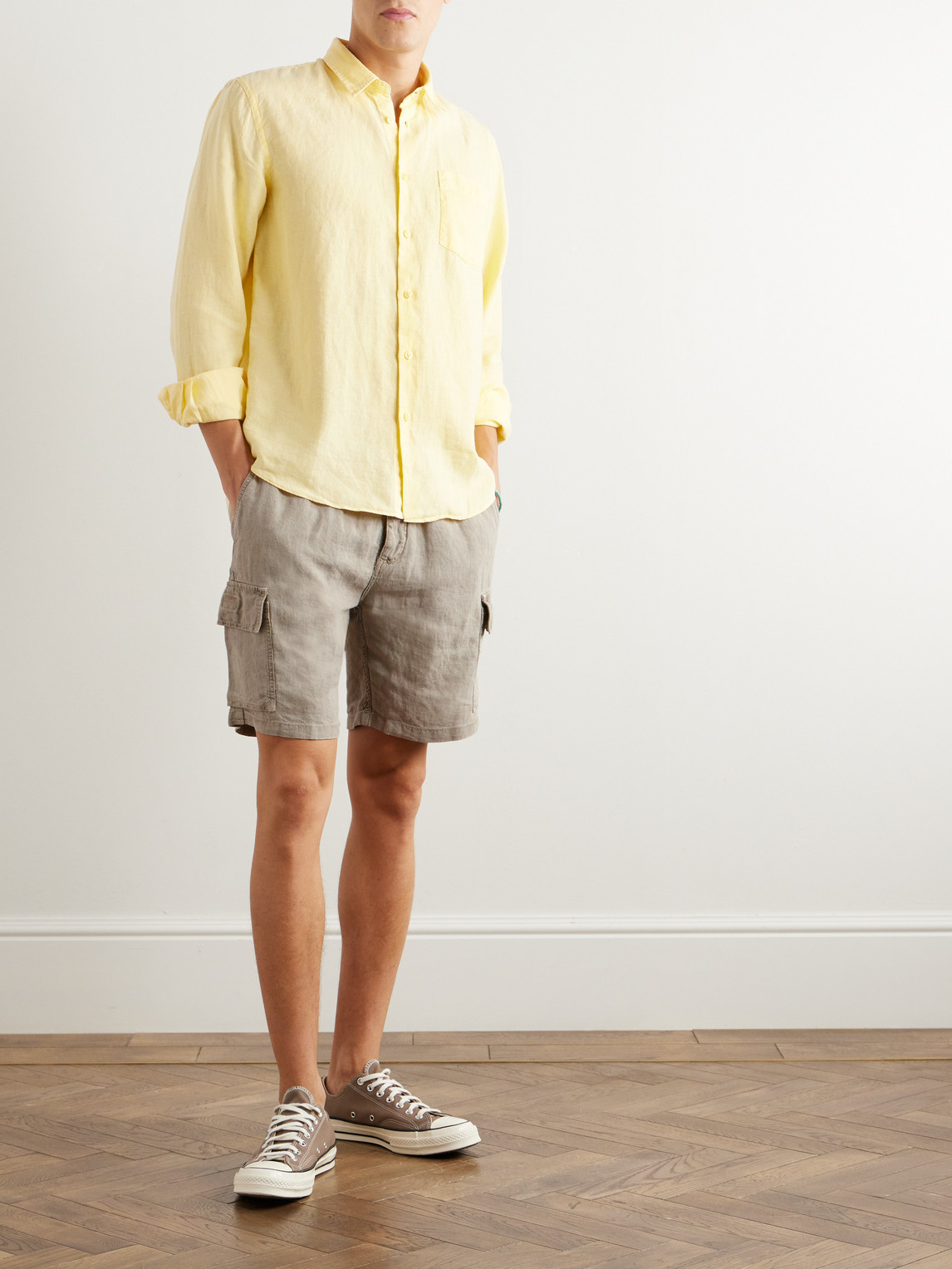 Shop Vilebrequin Baie Straight-leg Linen Drawstring Cargo Shorts In Green