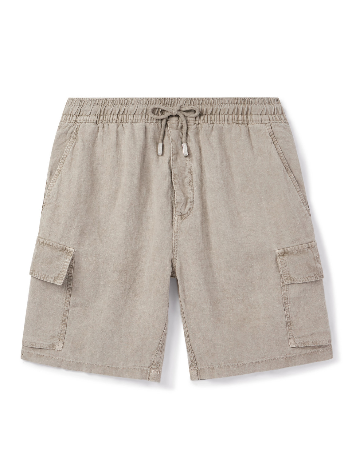 Vilebrequin Baie Straight-leg Linen Drawstring Cargo Shorts In Green